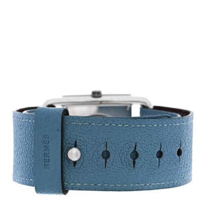 Hermes Stainless Steel Chevre Mysore 31mm Barenia Belt Quartz Watch Blue Jean 3 of 5