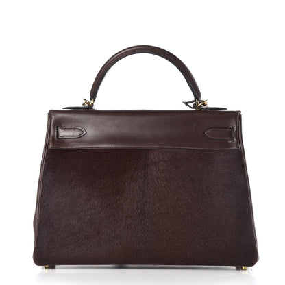 Hermes Pony Hair Swift Kelly Retourne 32 Chocolate 6 of 39