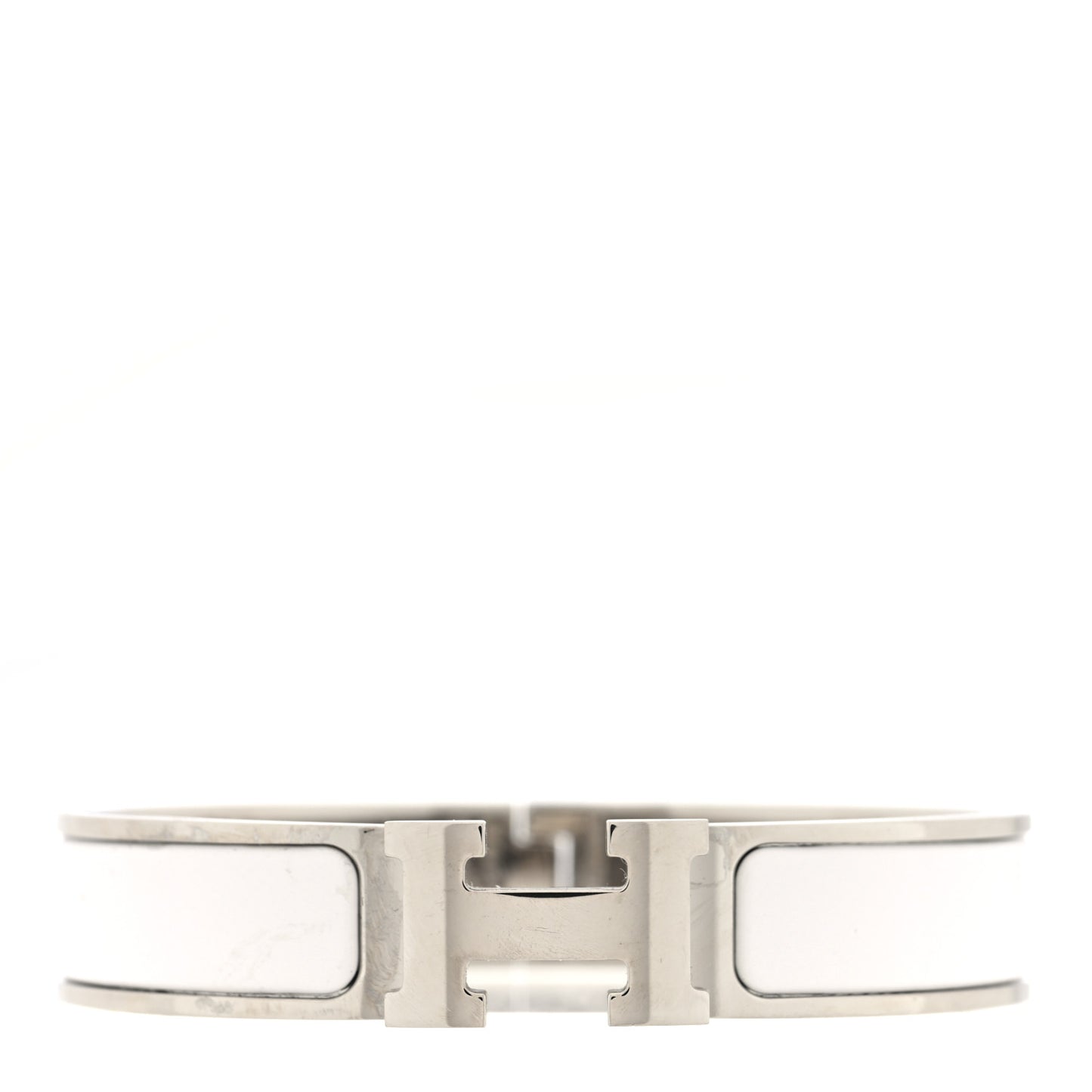 Enamel Narrow Clic Clac H Bracelet PM White