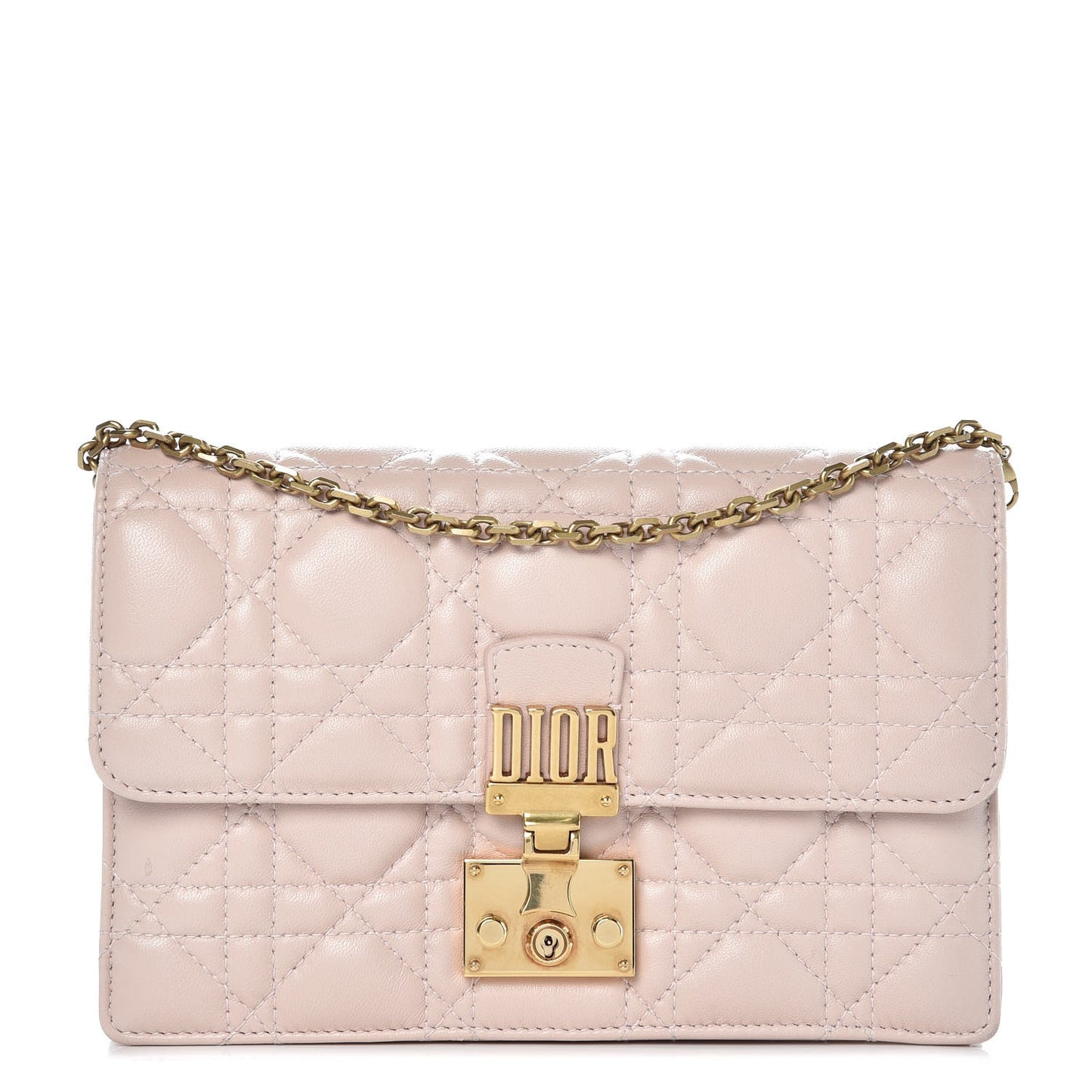 Lambskin Cannage Dioraddict Wallet on Chain Clutch Rose Poudre