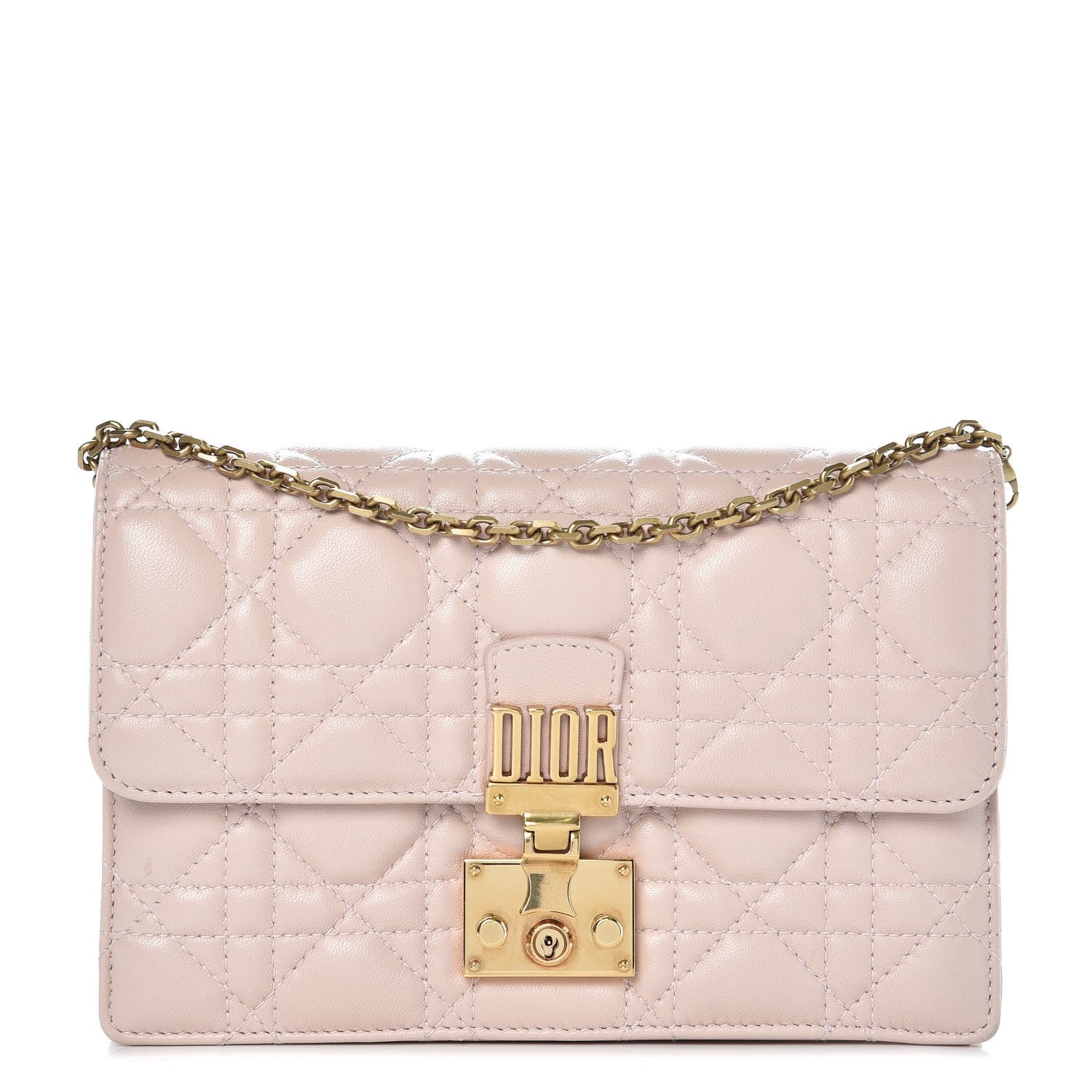Christian Dior Lambskin Cannage Dioraddict Wallet on Chain Clutch Rose Poudre 1 of 7