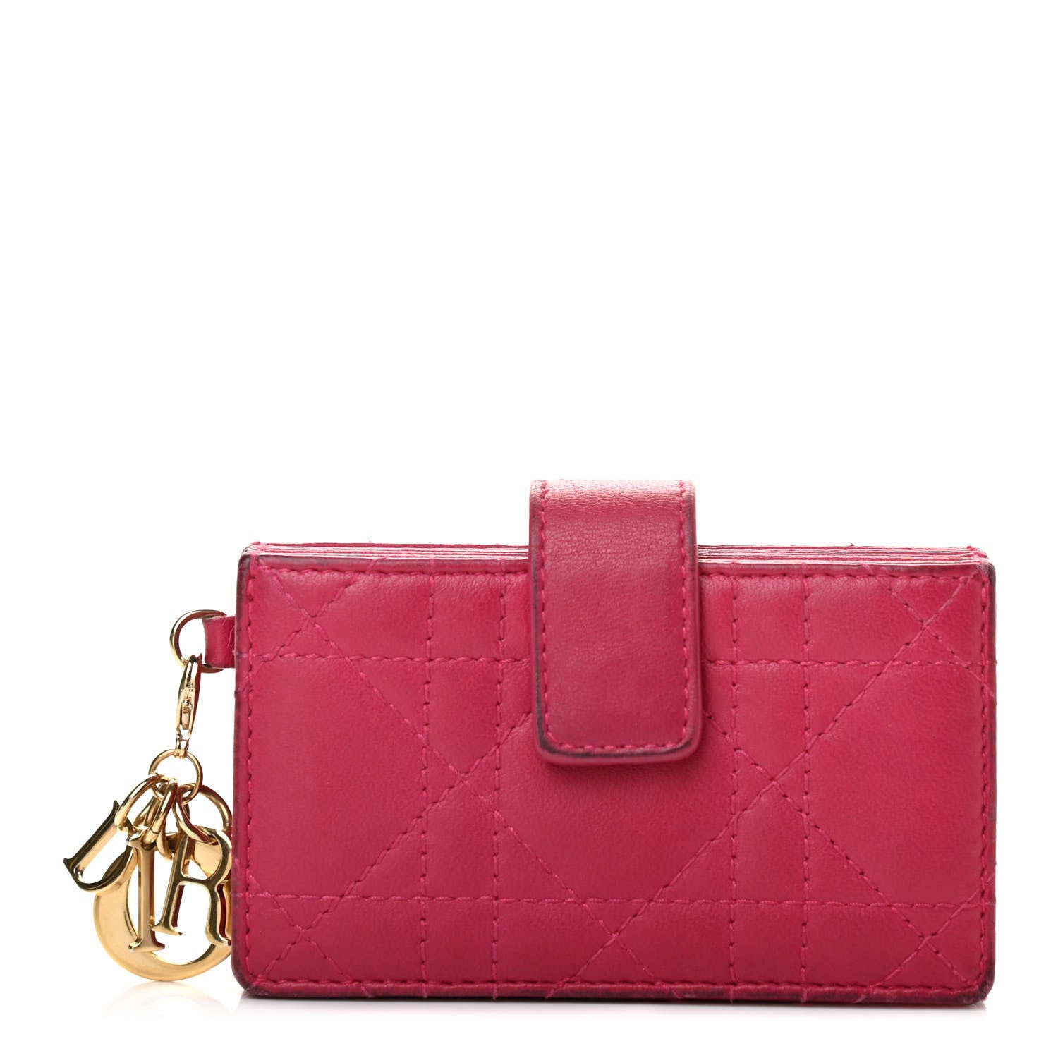 Christian Dior Lambskin Cannage Lady Dior 5-Gusset Card Holder Fuchsia 1 of 12