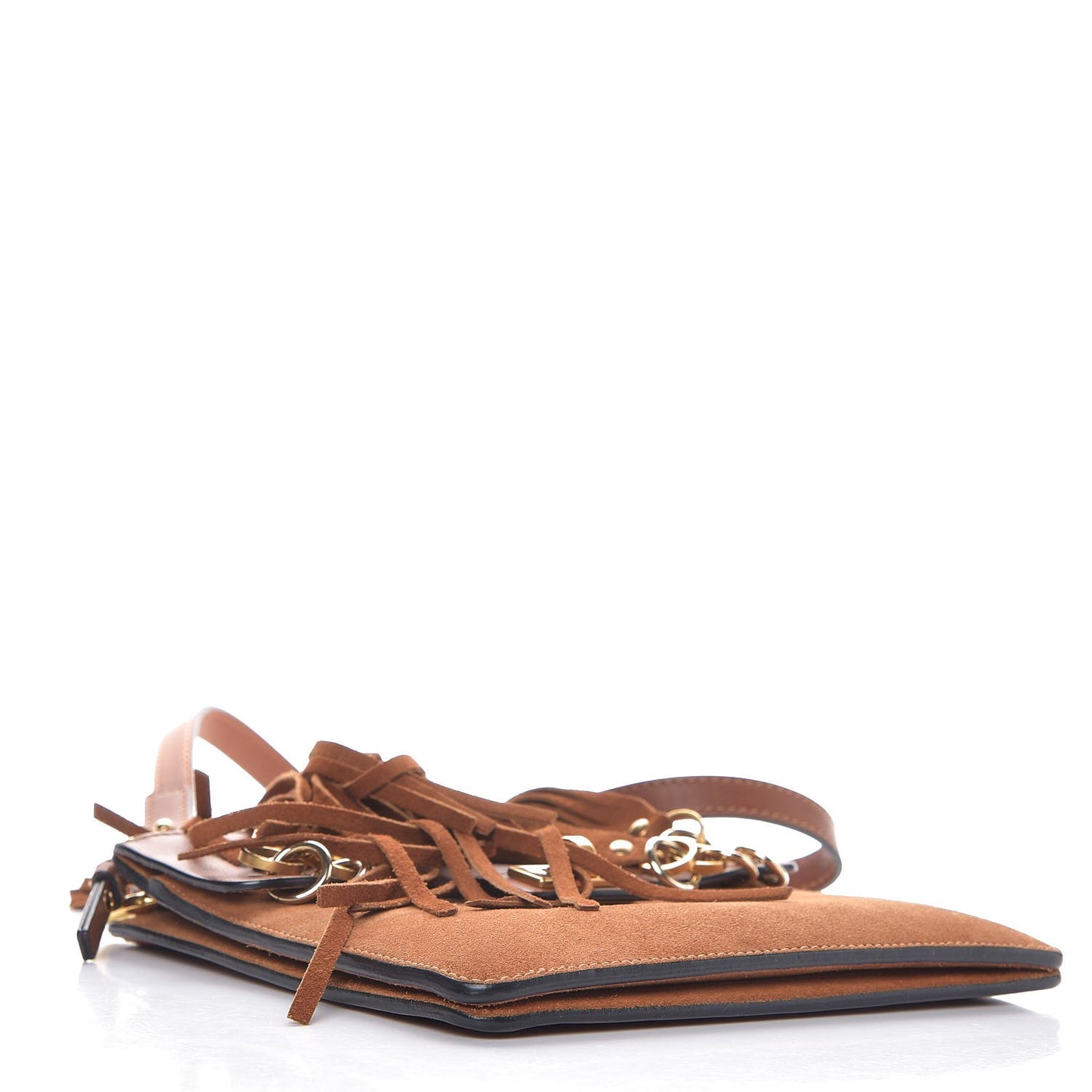Calfskin Suede Small Jane Fringe Bag Caramel