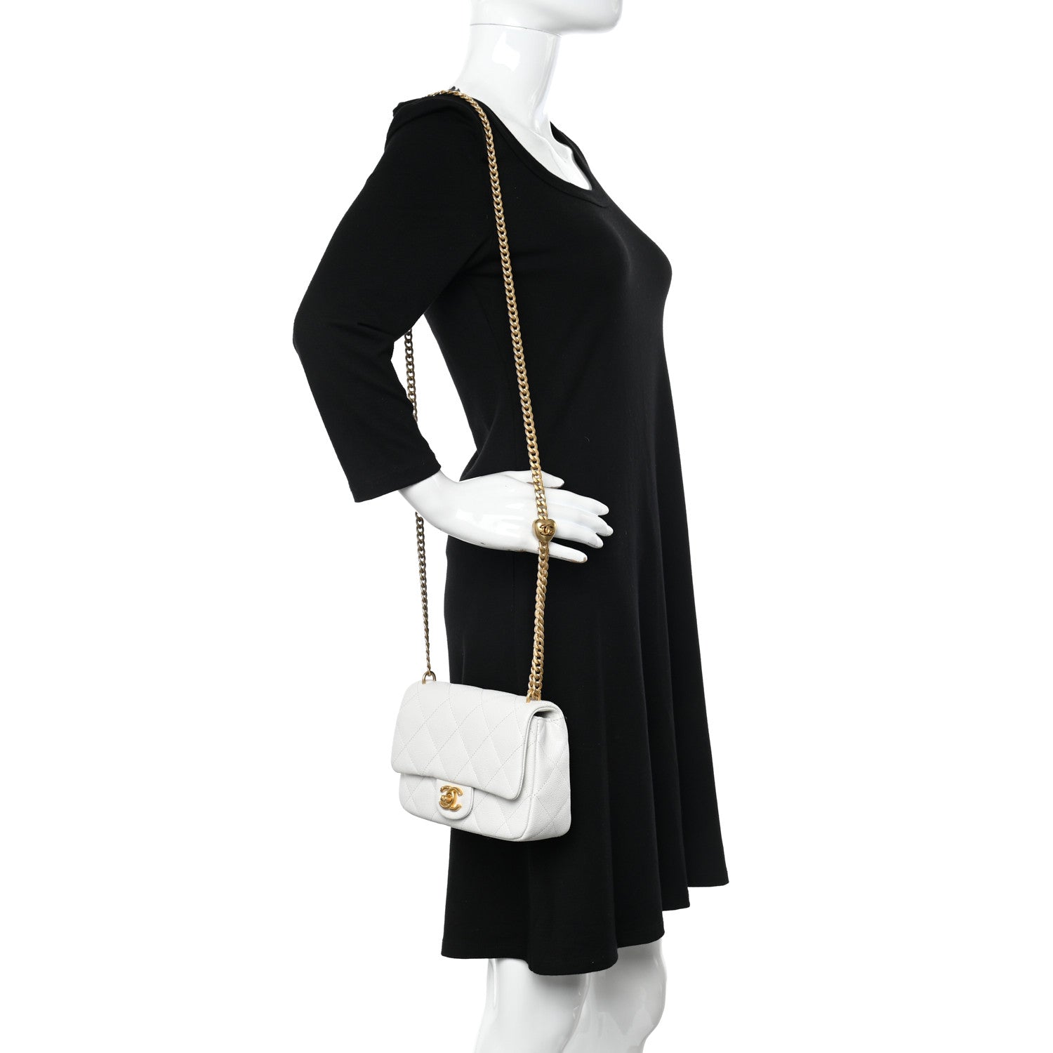 Chanel Caviar Quilted Mini Sweetheart Flap White 2 of 10