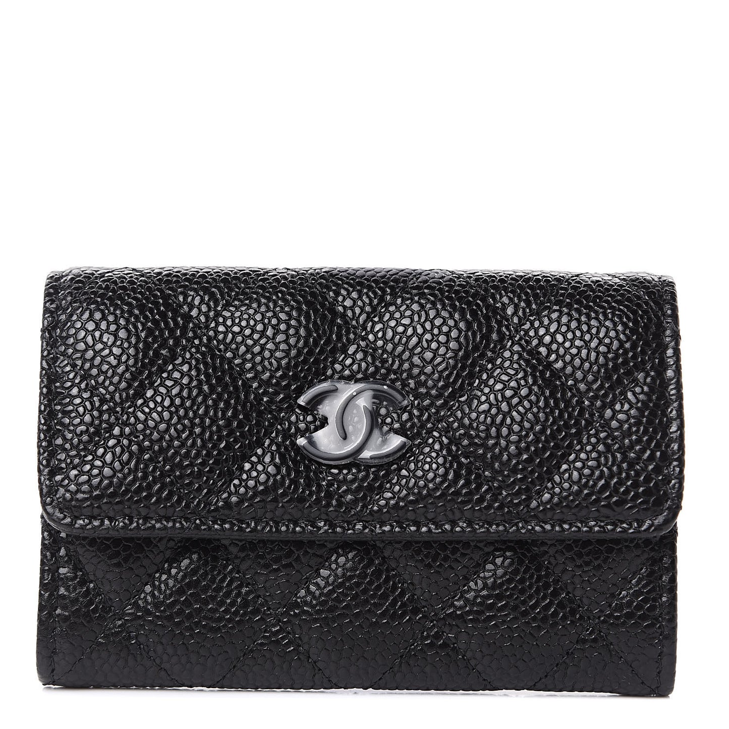 Caviar Quilted Flap Card Holder So Black
