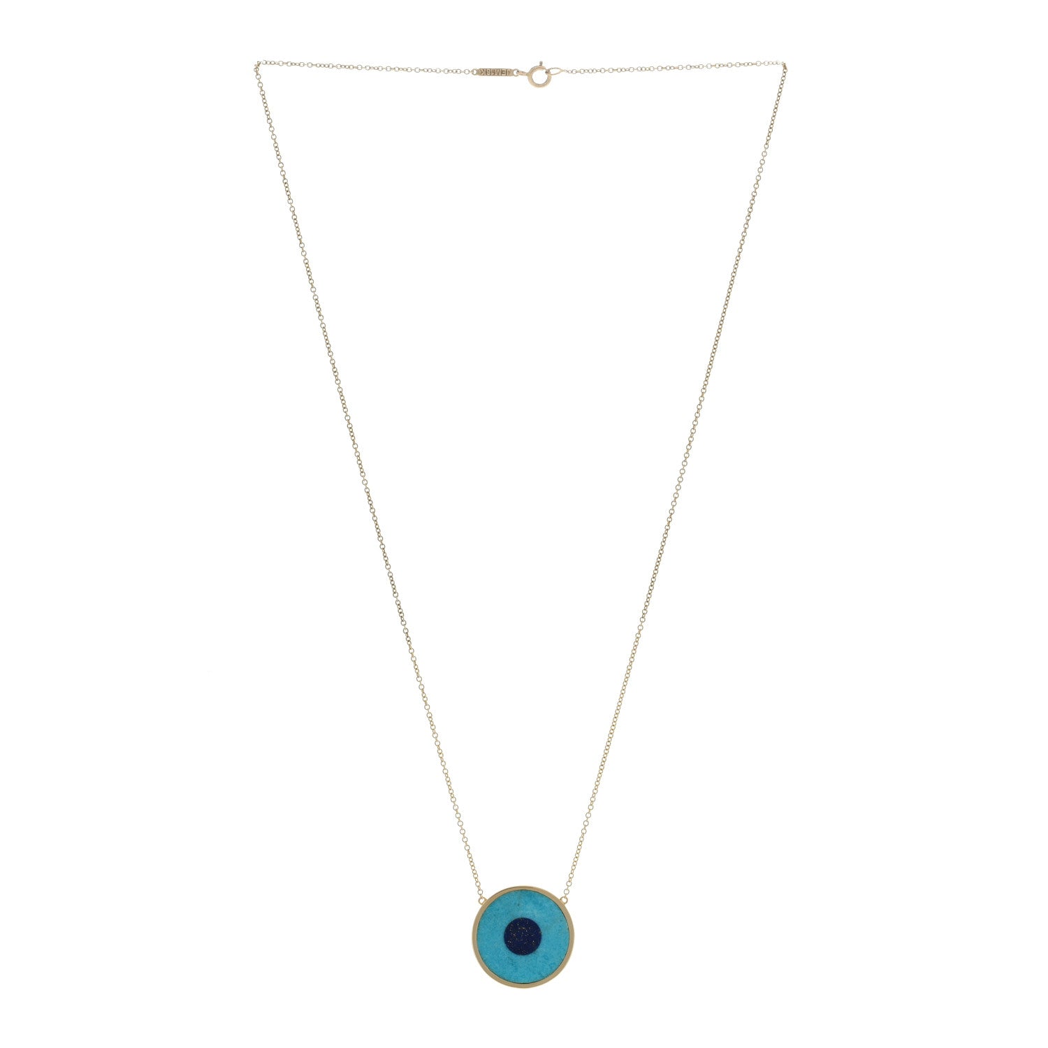 Jennifer Meyer 18K Yellow Gold Turquoise Lapis Lazuli Evil Eye Pendant Necklace 2 of 4