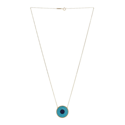 Jennifer Meyer 18K Yellow Gold Turquoise Lapis Lazuli Evil Eye Pendant Necklace 2 of 4