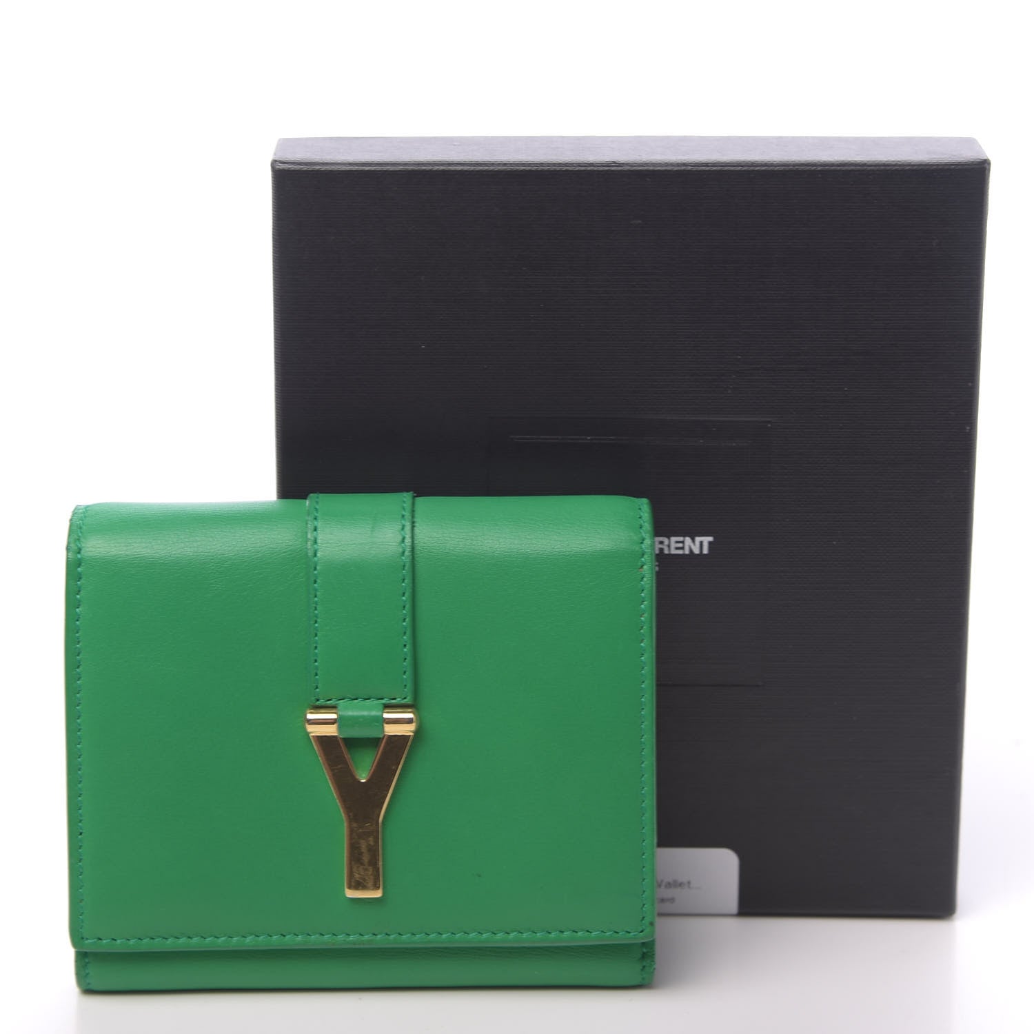 Saint Laurent Calfskin Classic Y Compact Wallet Green 9 of 9