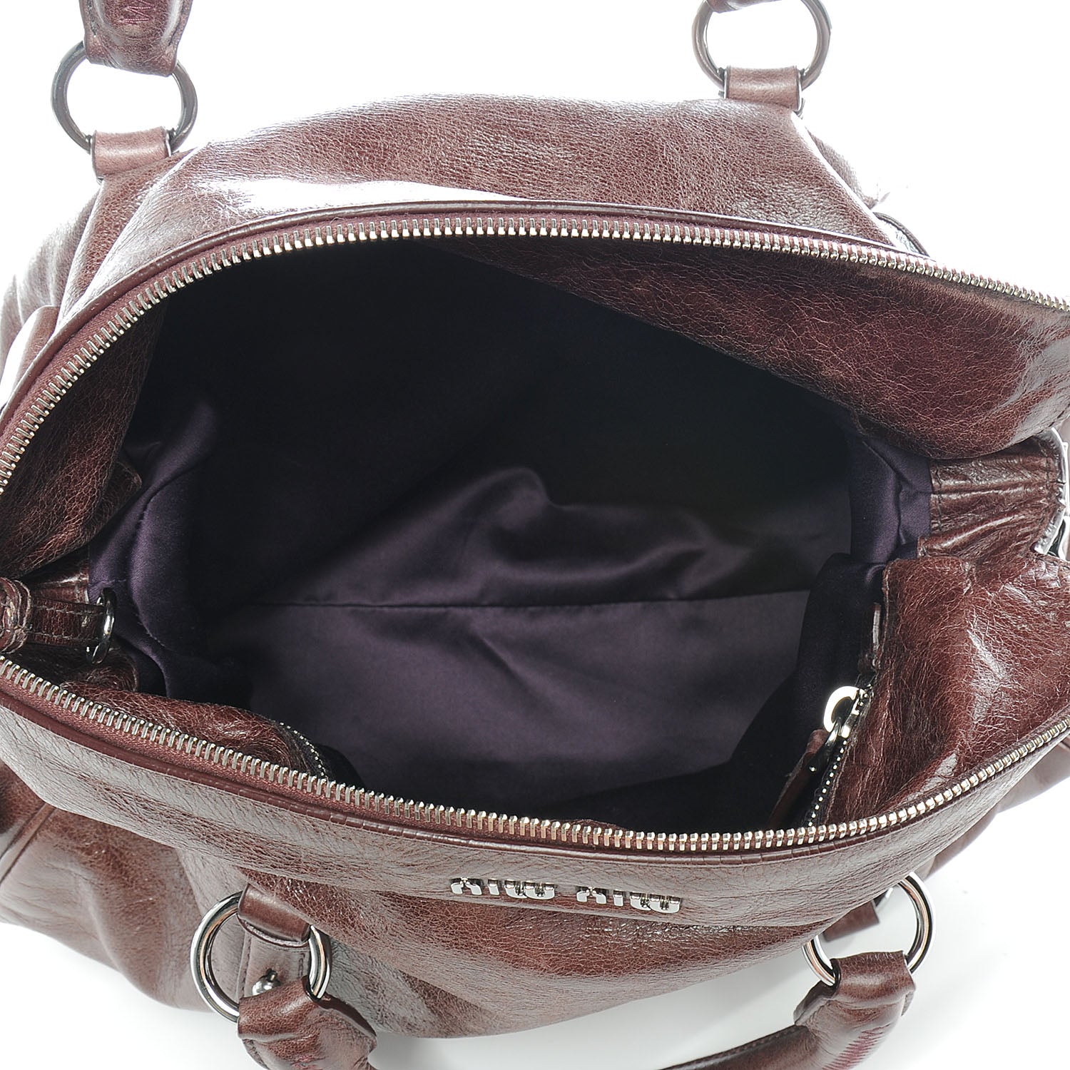 Miu Miu Leather Vitello Lux Bow Bag Brown 5 of 8