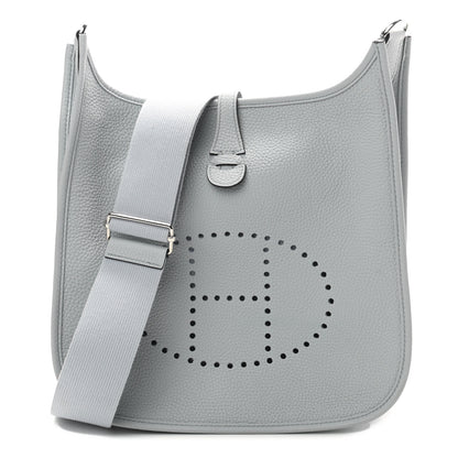 Hermes Taurillon Clemence Evelyne III PM Bleu Pale 1 of 9