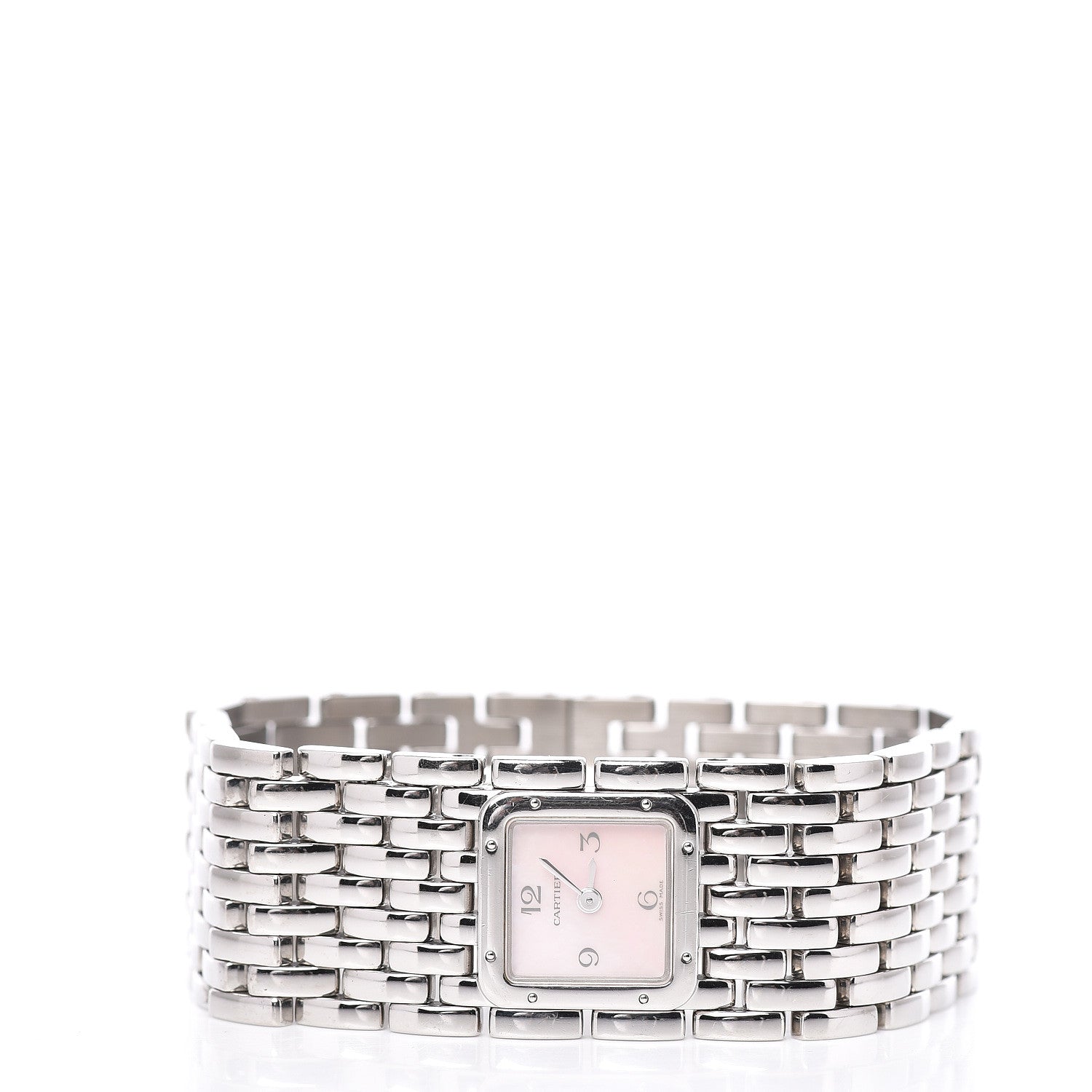 Cartier Stainless Steel Pink Mother of Pearl 21mm Panthere Ruban Quartz Watch 3 of 6