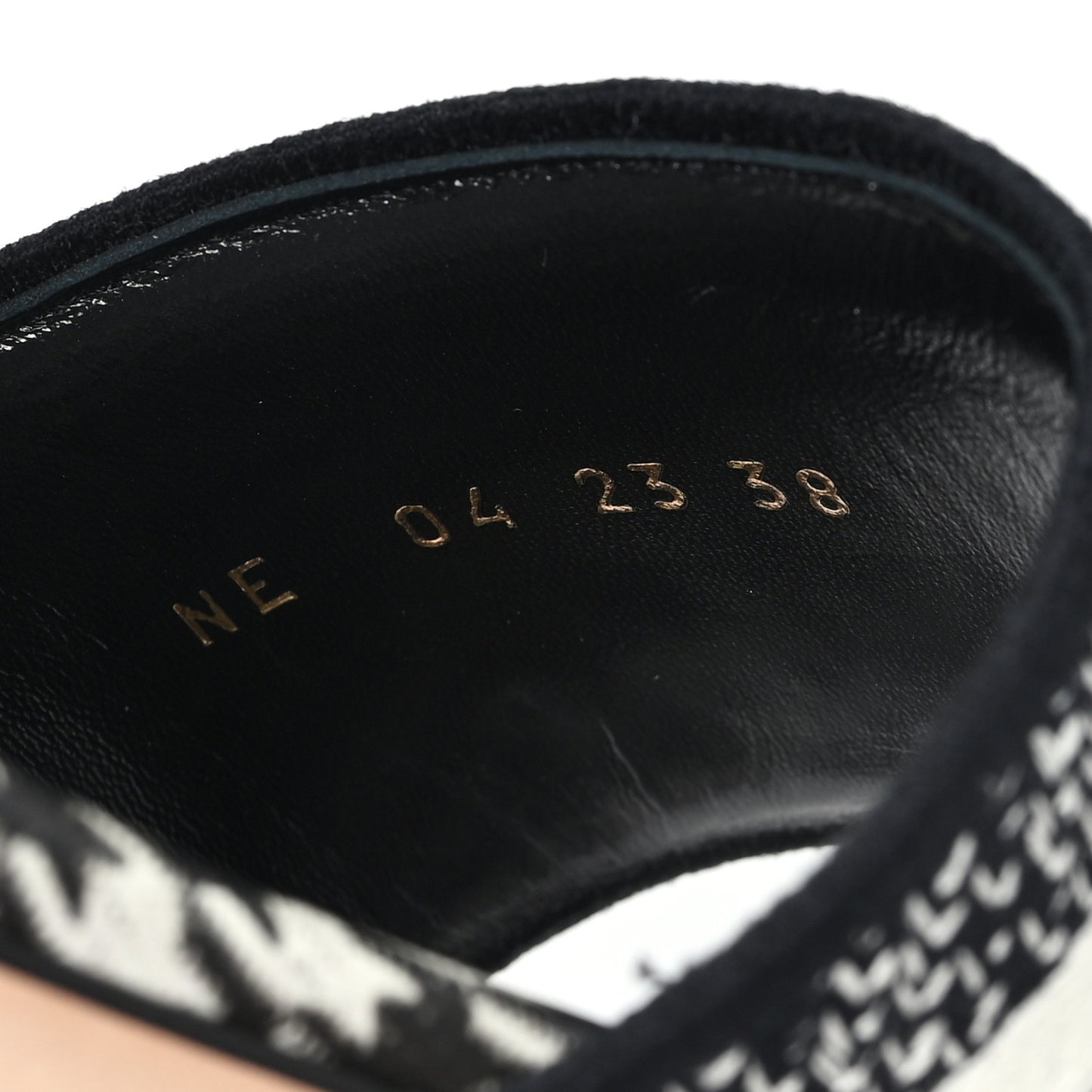 Canvas Millefiori Embroidered Dway Flat Slide Sandals 38 Black White