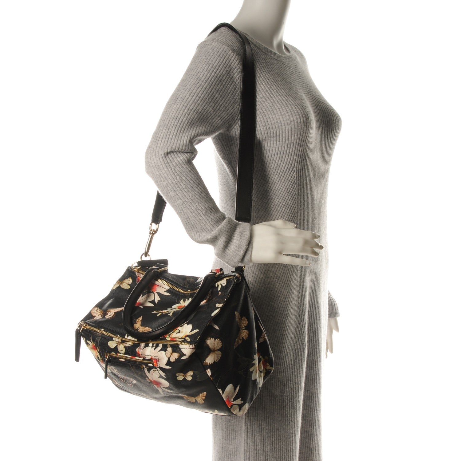 Givenchy Lambskin Magnolia and Moth Print Medium Pandora Black 2 of 7