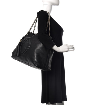 Gucci Pebbled Calfskin Large Soho Chain Shoulder Bag Black 2 of 10