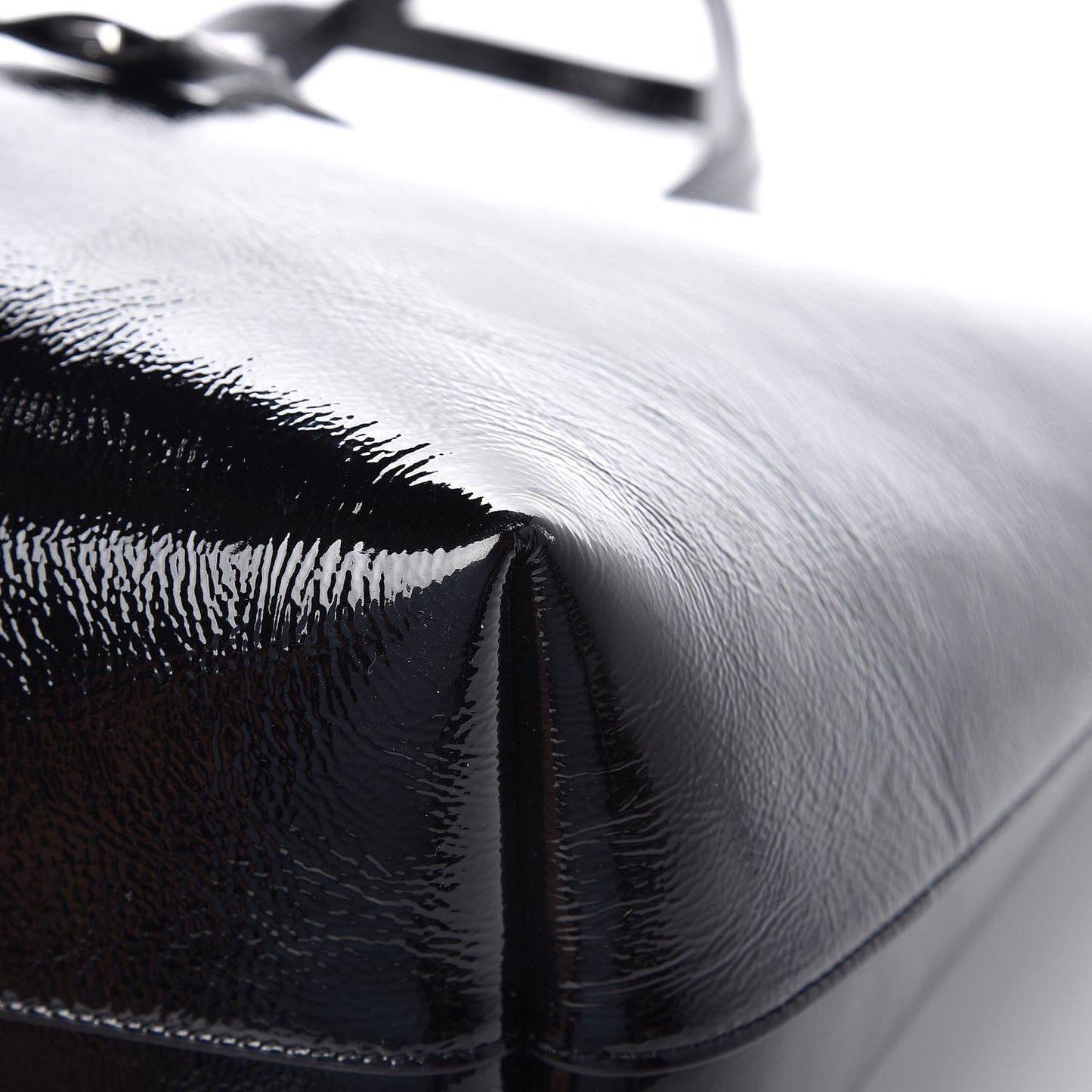Patent Calfskin Large Shopping Tote Black