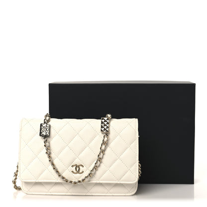 Chanel Shiny Caviar Quilted Flap Charm Wallet On Chain WOC White 12 of 12