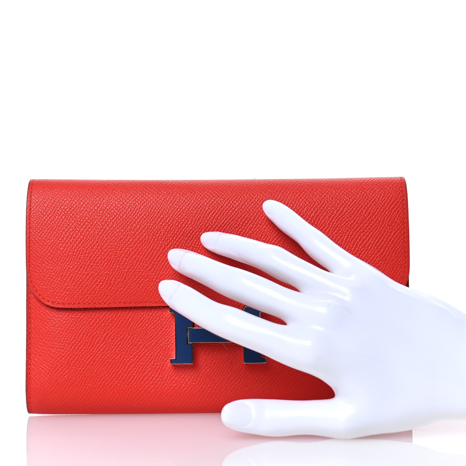 Hermes Epsom Constance Long Wallet Capucine Bleu Brighton 2 of 13