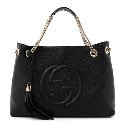 Gucci Pebbled Calfskin Medium Soho Chain Shoulder Bag Black 1 of 13