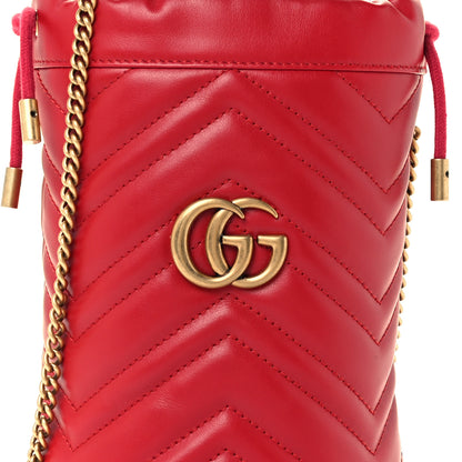Gucci Calfskin Matelasse Mini GG Marmont 2.0 Bucket Bag Hibiscus Red 7 of 10