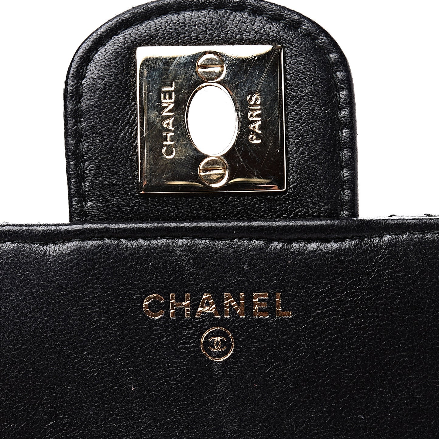 Lambskin Quilted Chain Around Flap Crossbody Black
