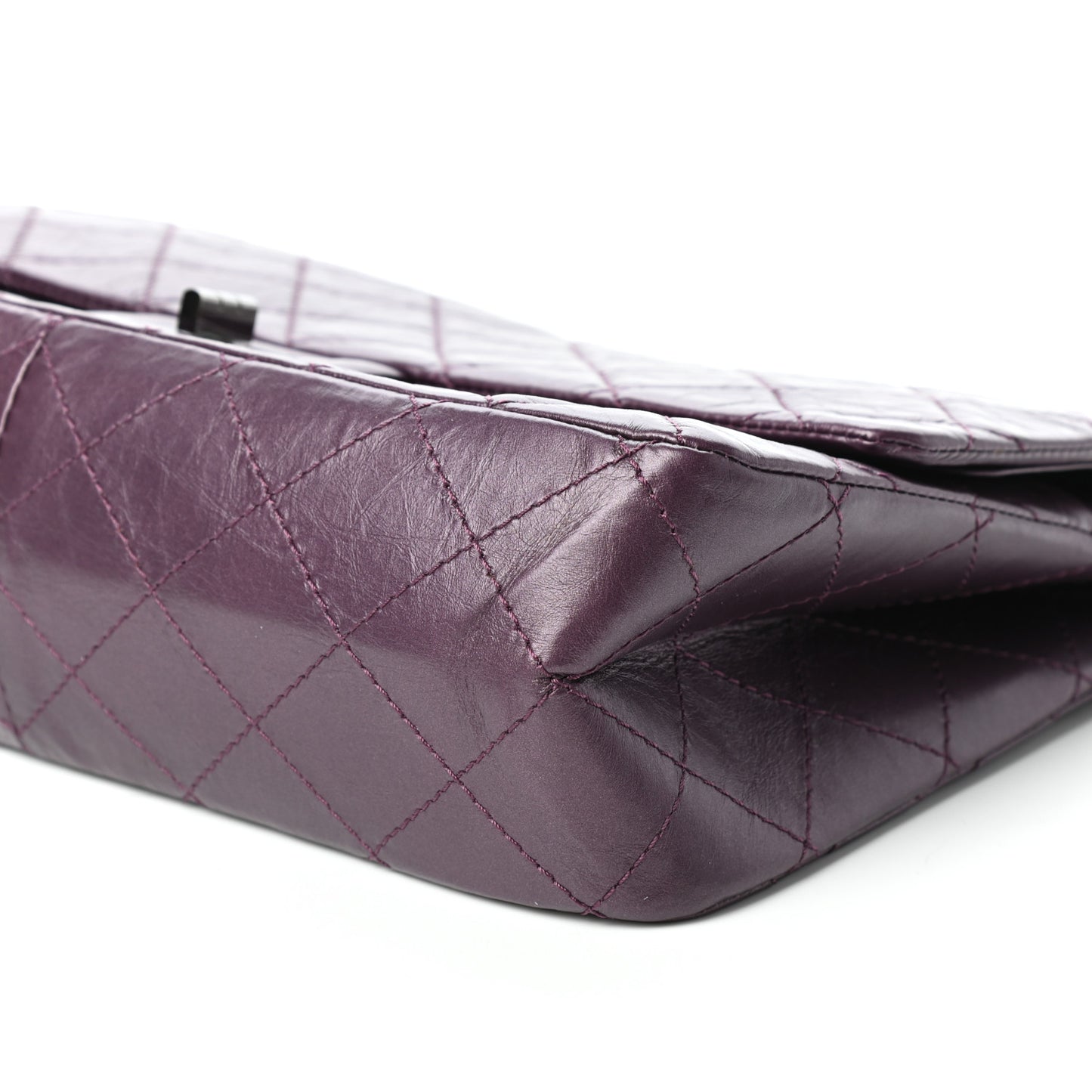 Aged Calfskin Quilted 2.55 Reissue 227 Flap Dark Purple