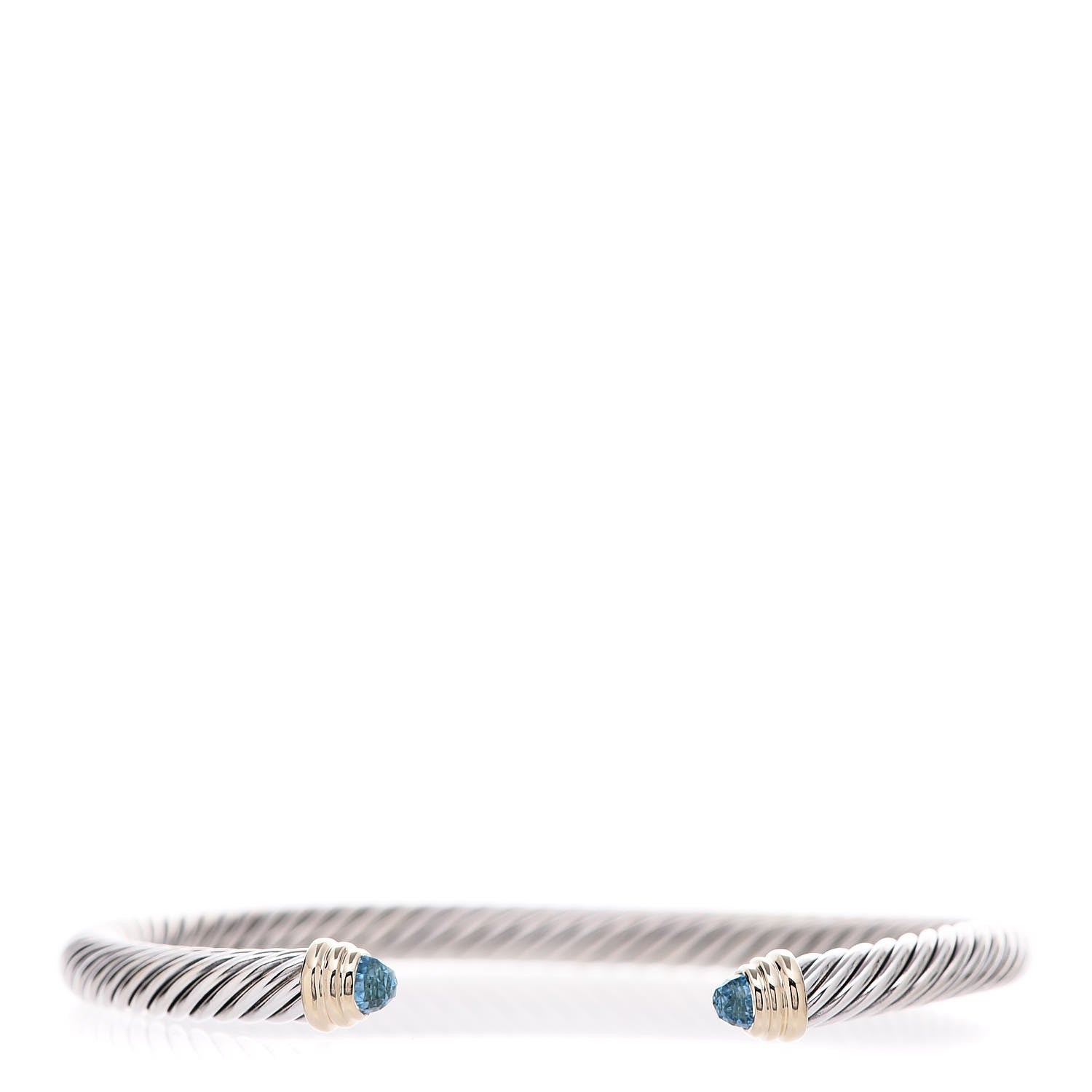 David Yurman Sterling Silver 14K Yellow Gold Blue Topaz 5mm Cable Classics Petite Color Bracelet 1 of 5