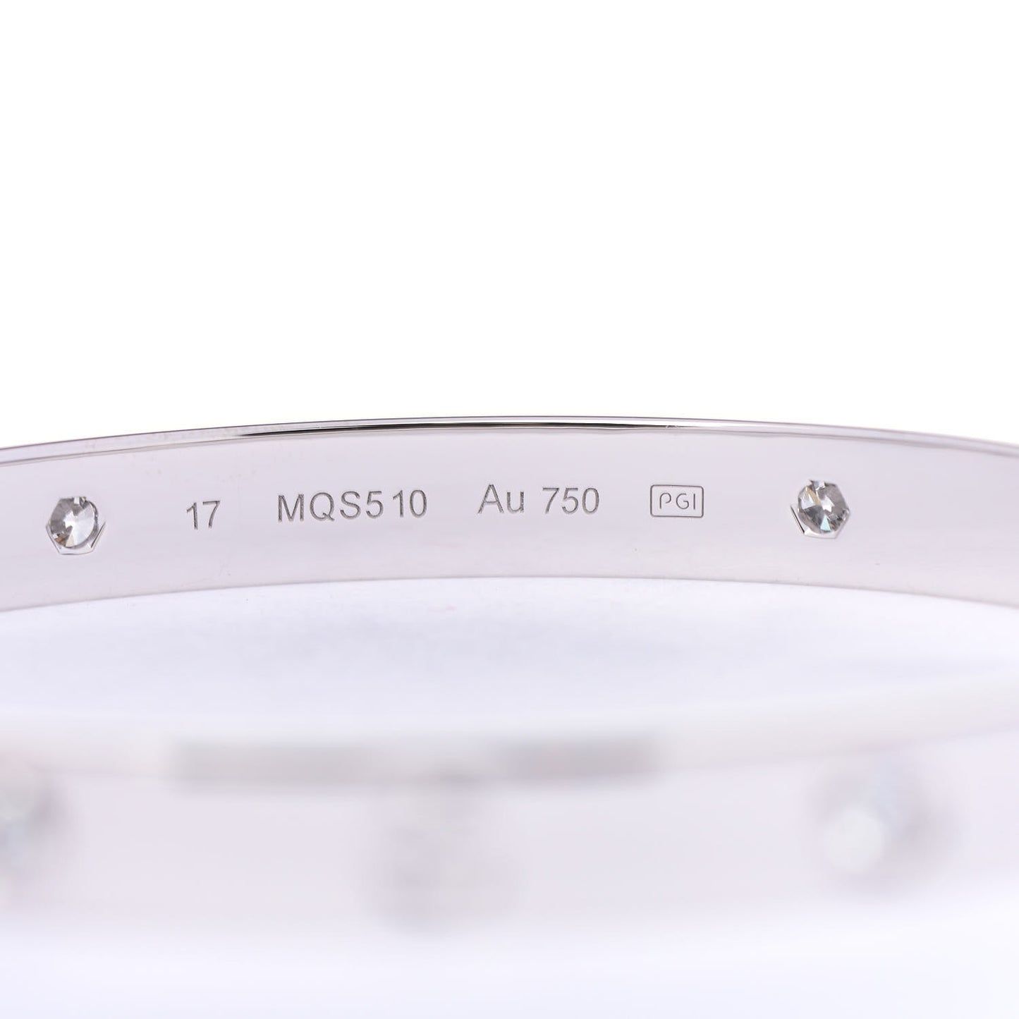 18K White Gold 4 Diamond LOVE Bracelet 17