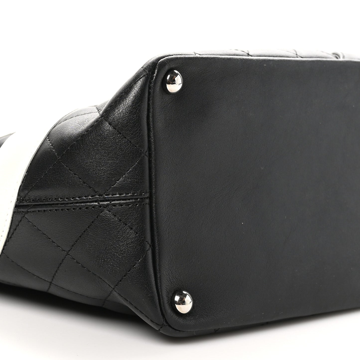Calfskin Quilted Medium Cambon Tote Black White
