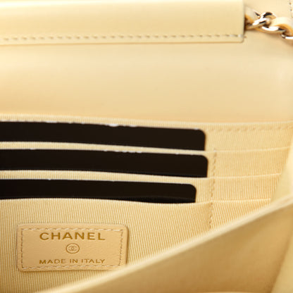 Chanel Lambskin Quilted Mini Wallet On Chain WOC Yellow 8 of 11
