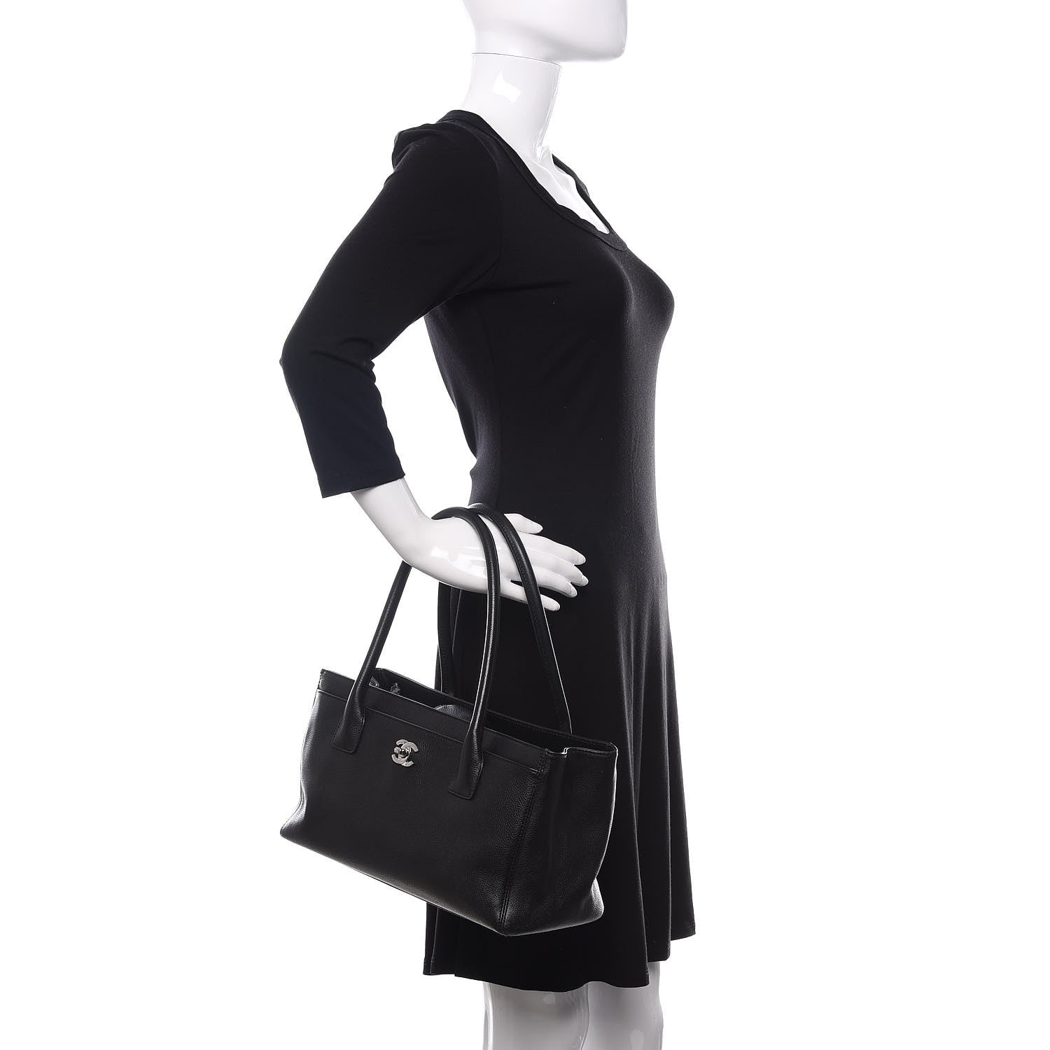 Chanel Calfskin Small Cerf Executive Shopper Tote Black 2 of 11