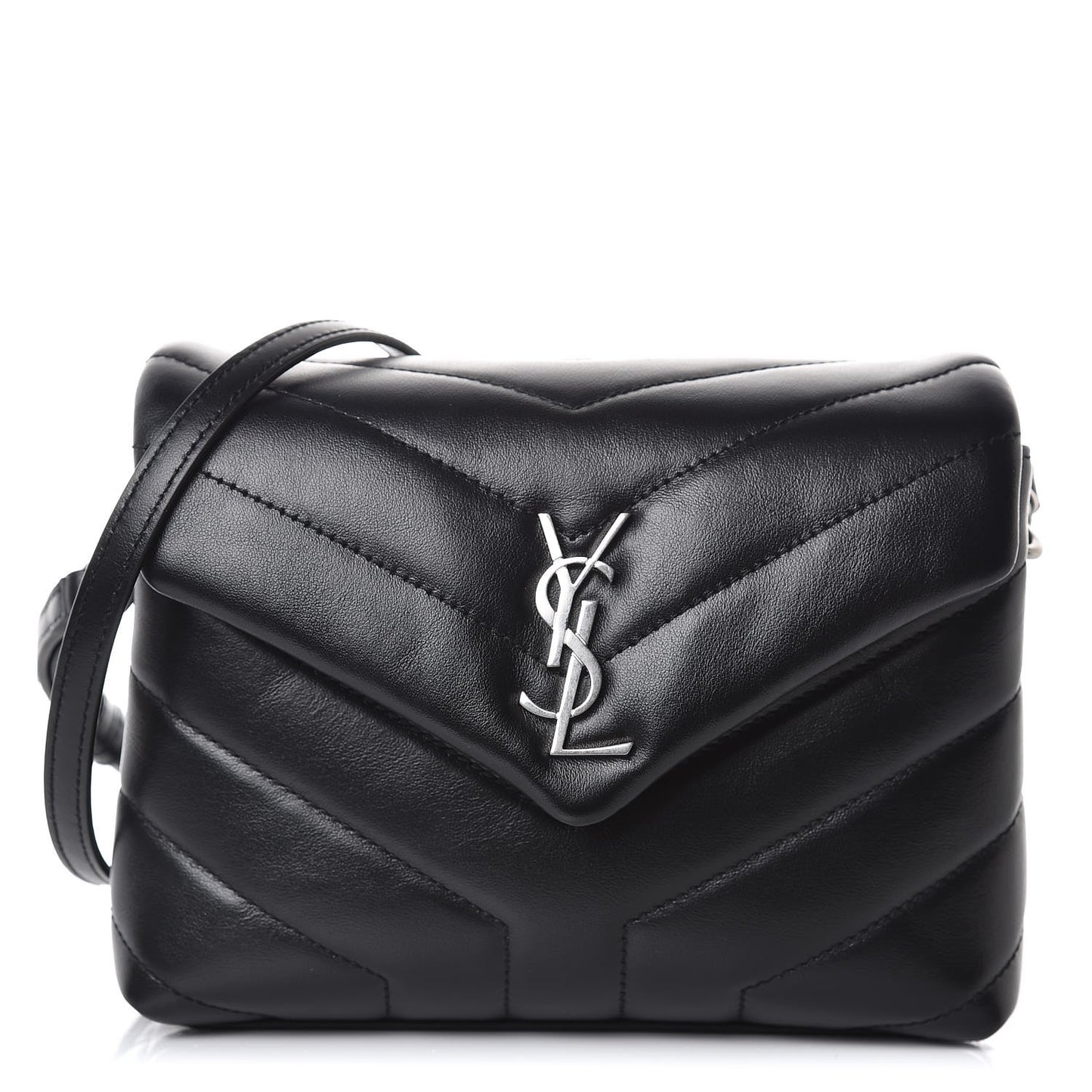 Calfskin Y Quilted Monogram Toy Loulou Crossbody Bag Black