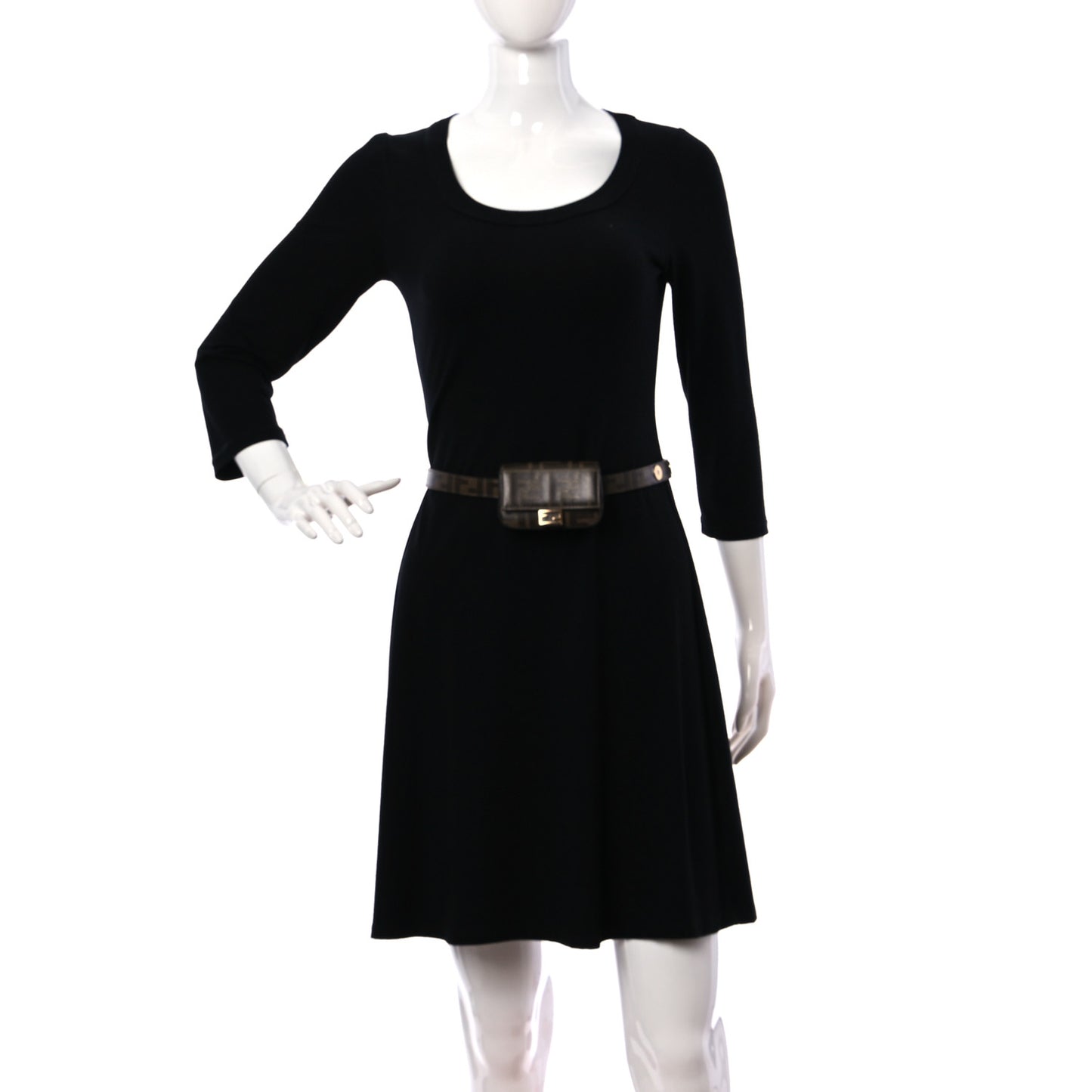 Glazed Fabric FF 1974 Belt Hip Belt Baguette Bag Mogano Panna