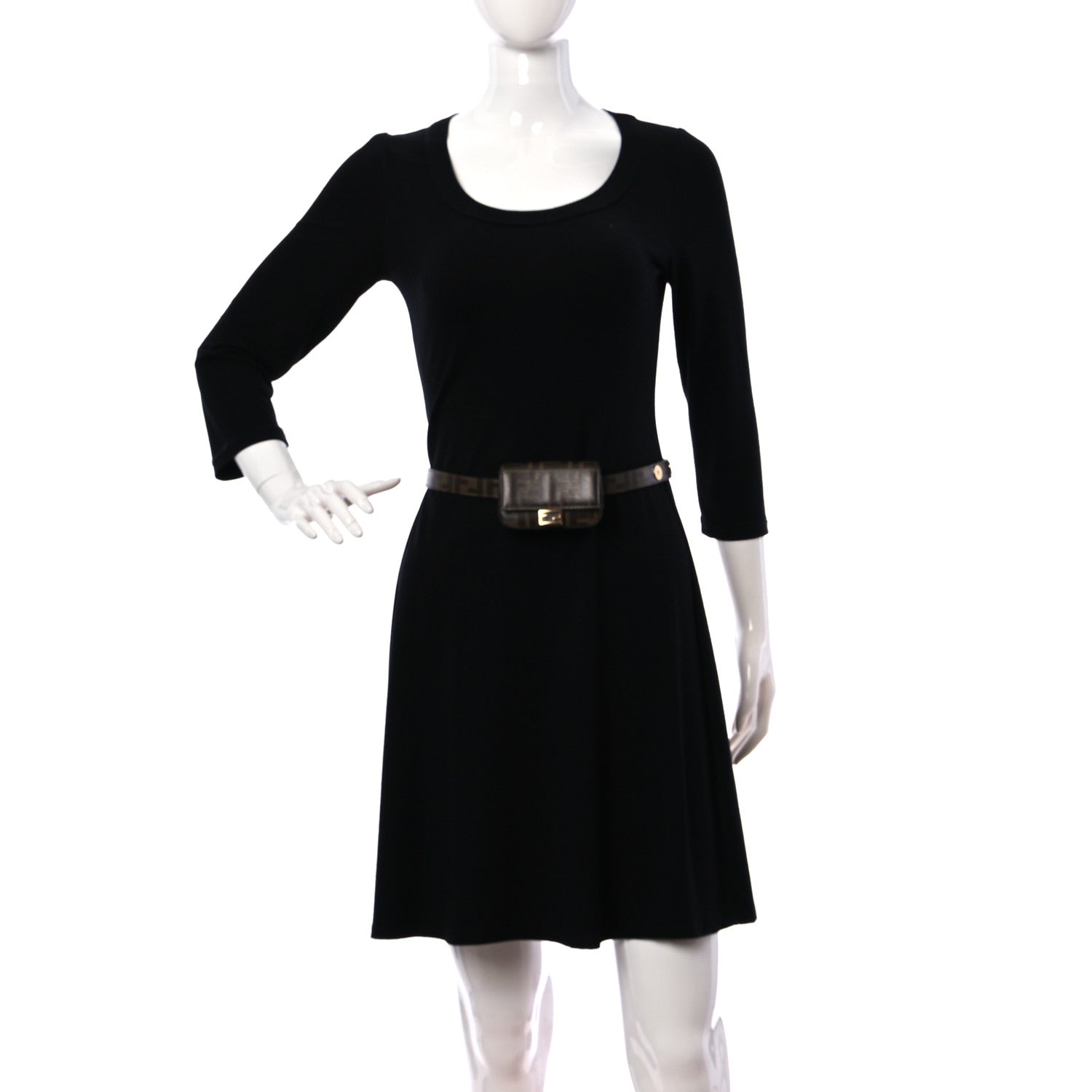 Fendi Glazed Fabric FF 1974 Belt Hip Belt Baguette Bag Mogano Panna 3 of 12