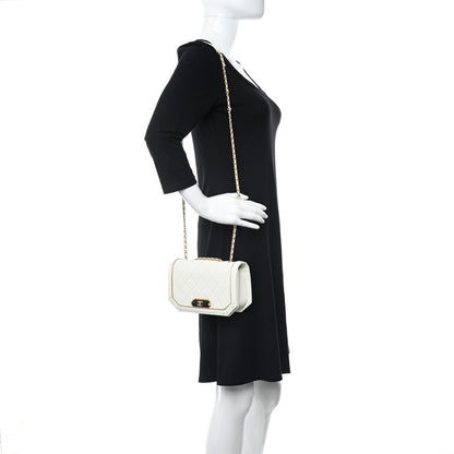 Chanel Calfskin Quilted Small Octagon CC Clasp Flap Bag White Gold 3 of 13