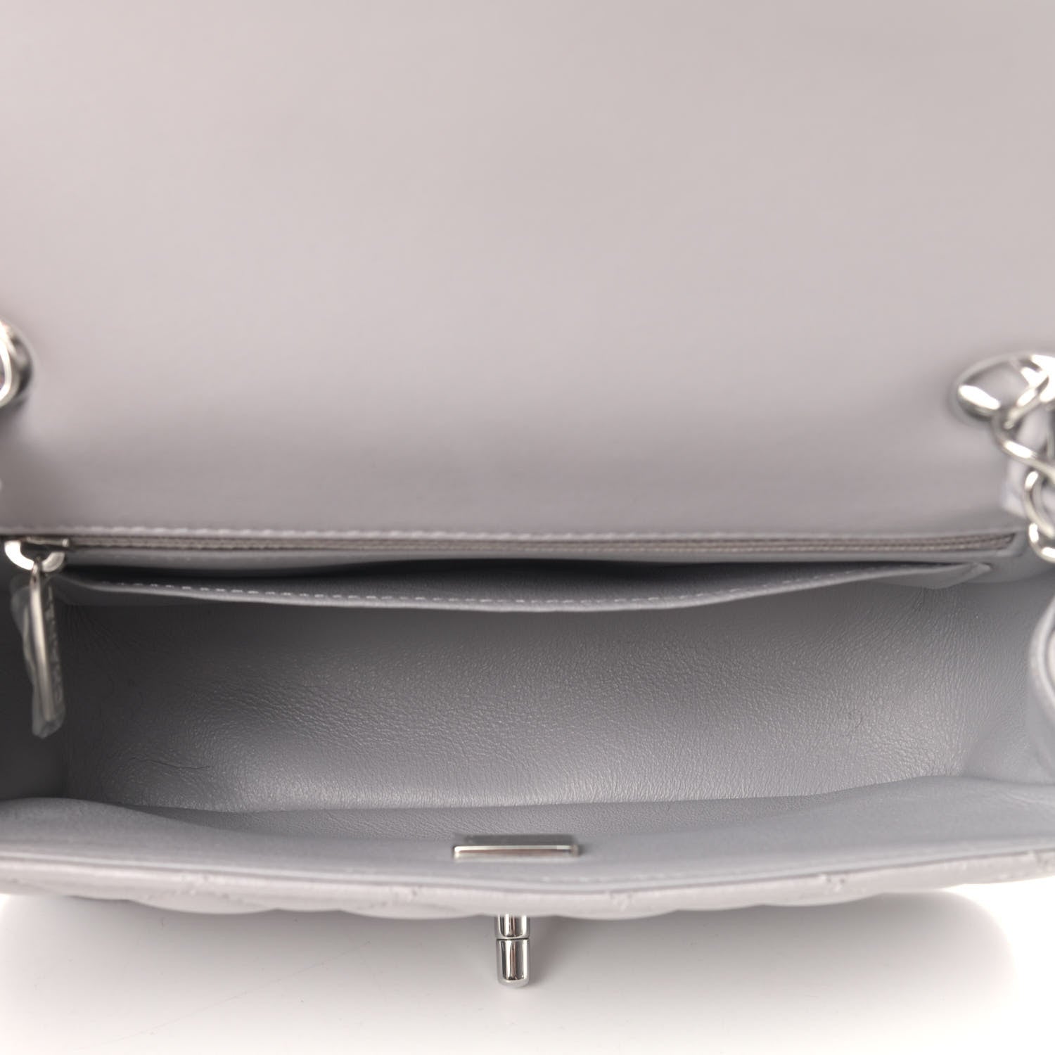 Chanel Lambskin Quilted Mini Rectangular Flap Grey 4 of 5