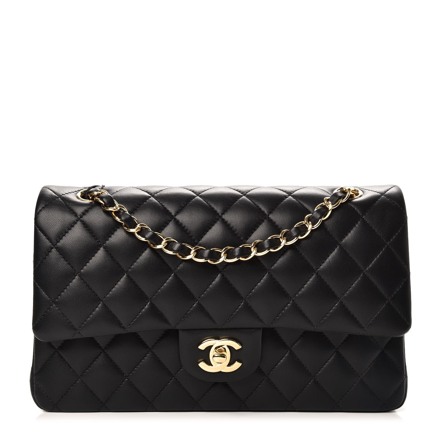 Chanel Lambskin Quilted Medium Double Flap Black 1 of 10