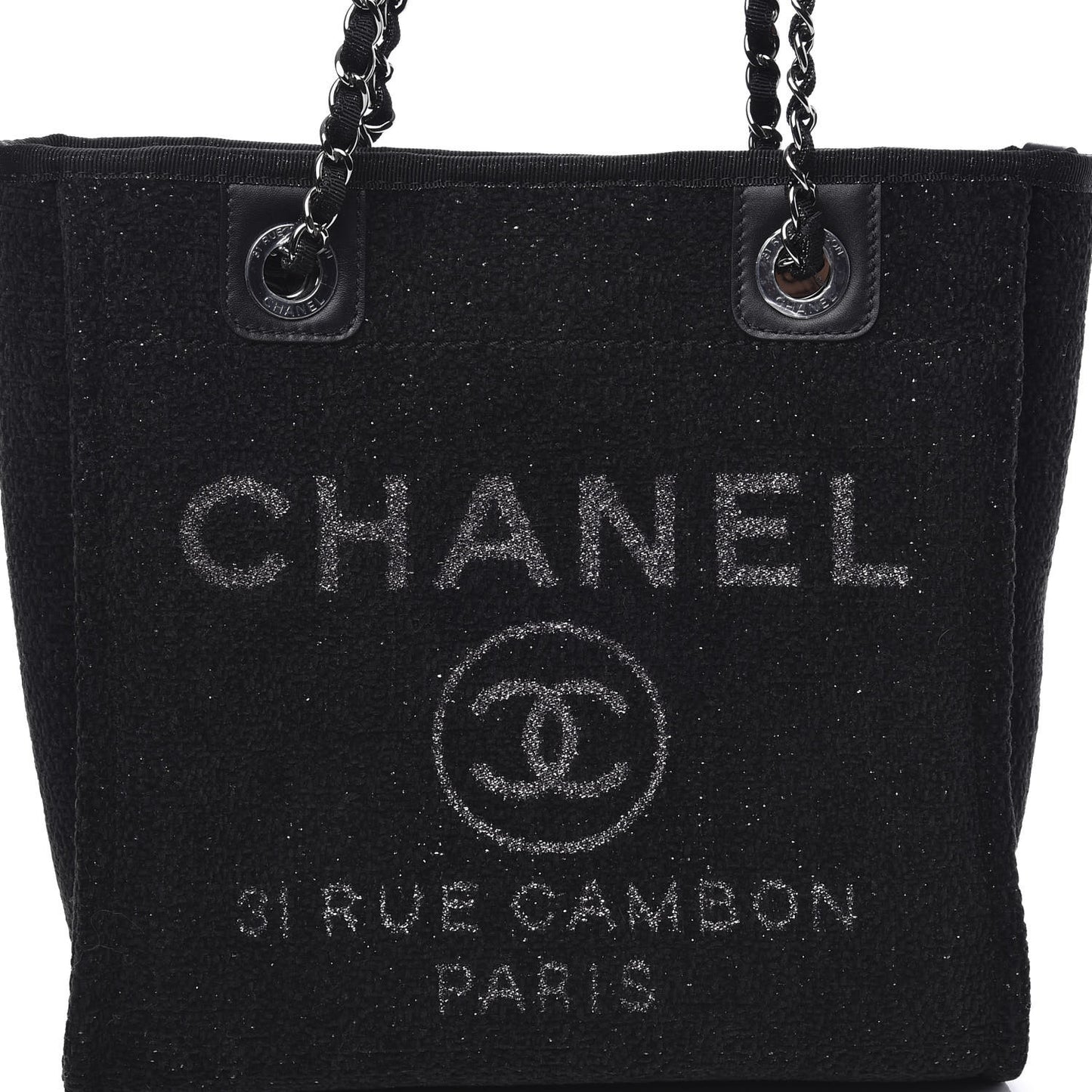 Lurex Boucle Mini Deauville Tote Black