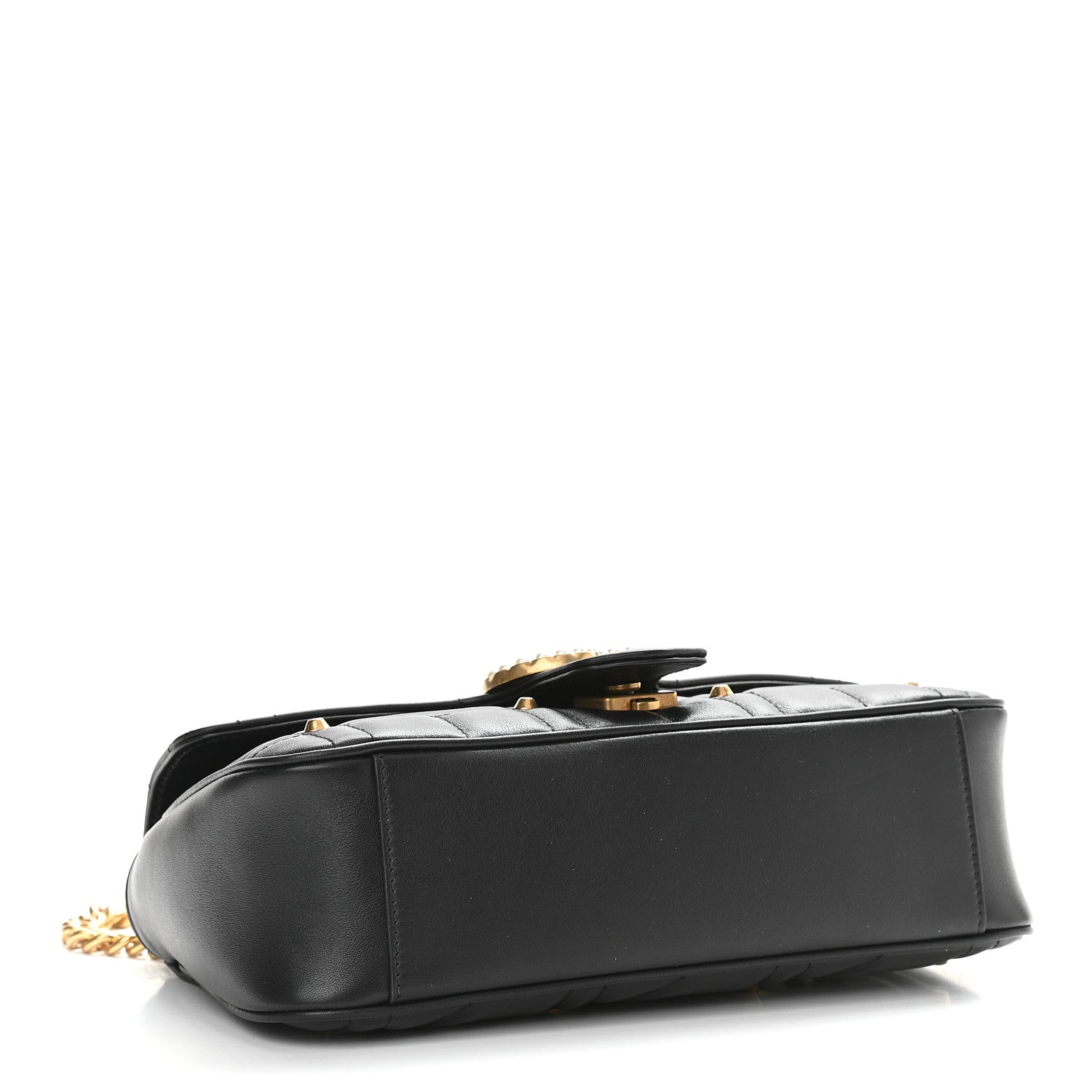 Gucci Calfskin Matelasse Studded Small Pearly GG Marmont Shoulder Bag Black 4 of 10