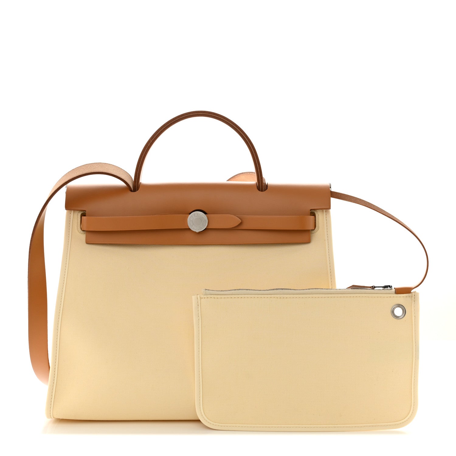 Hermes Vache Hunter Toile Officier Herbag Zip 31 PM Vanille Naturel Sable 1 of 11