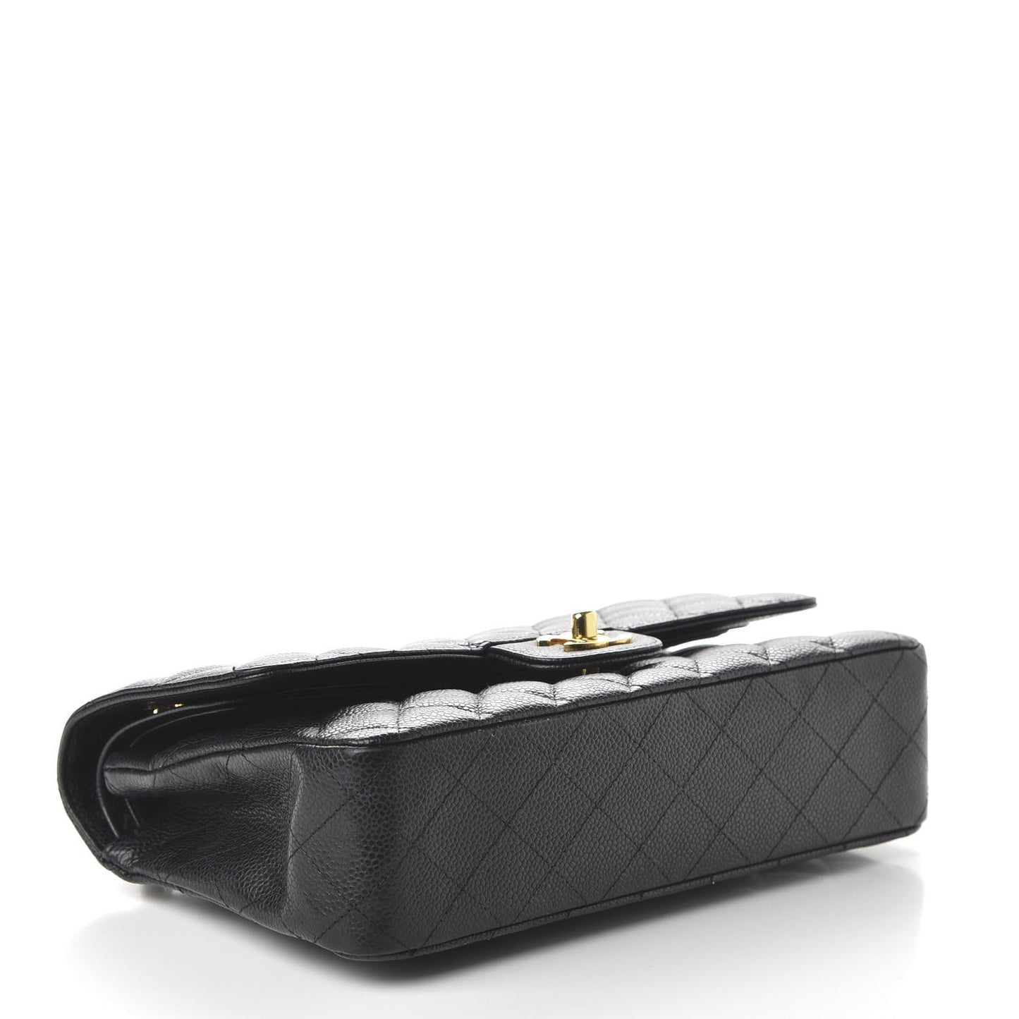 Caviar Quilted Medium Double Flap Black