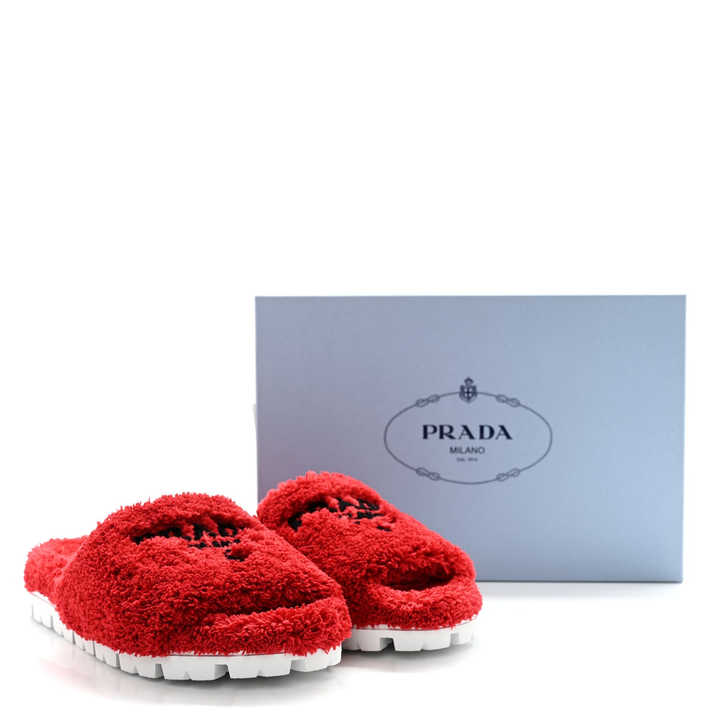 Terry Cloth Logo Lug Sole 20mm Slide Sandals 39 Rosso Black