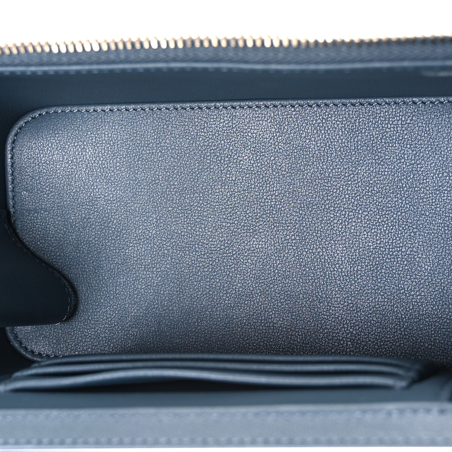 Lambskin Quilted Small Top Handle Vanity Case With Chain Blue