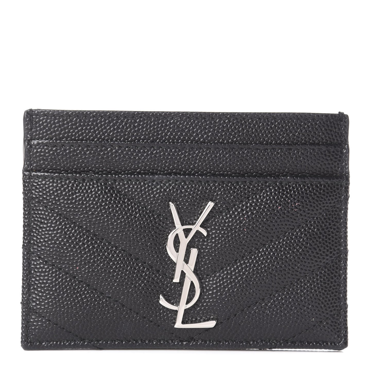 Grain De Poudre Matelasse Chevron Monogram Credit Card Case Black