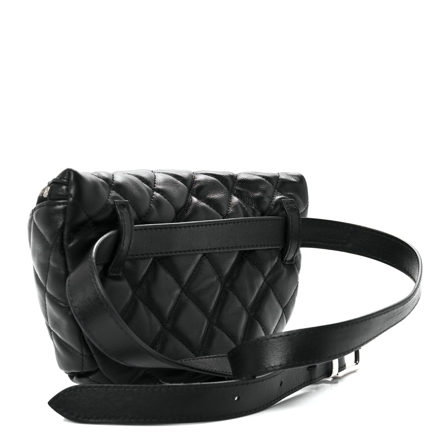 Calfskin Quilted Waist Belt Bag Black