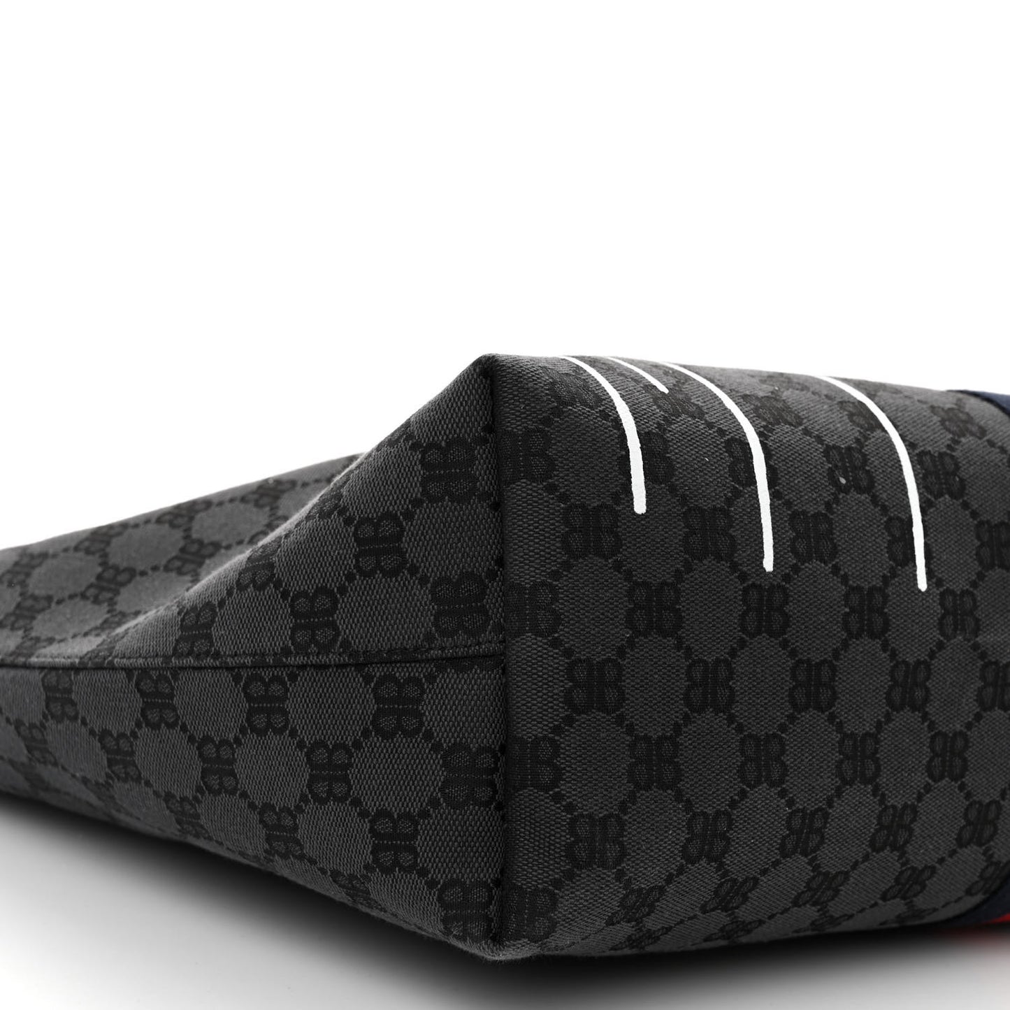 X BALENCIAGA BB Monogram Web Graffiti Medium Ophidia Shopping Tote Black