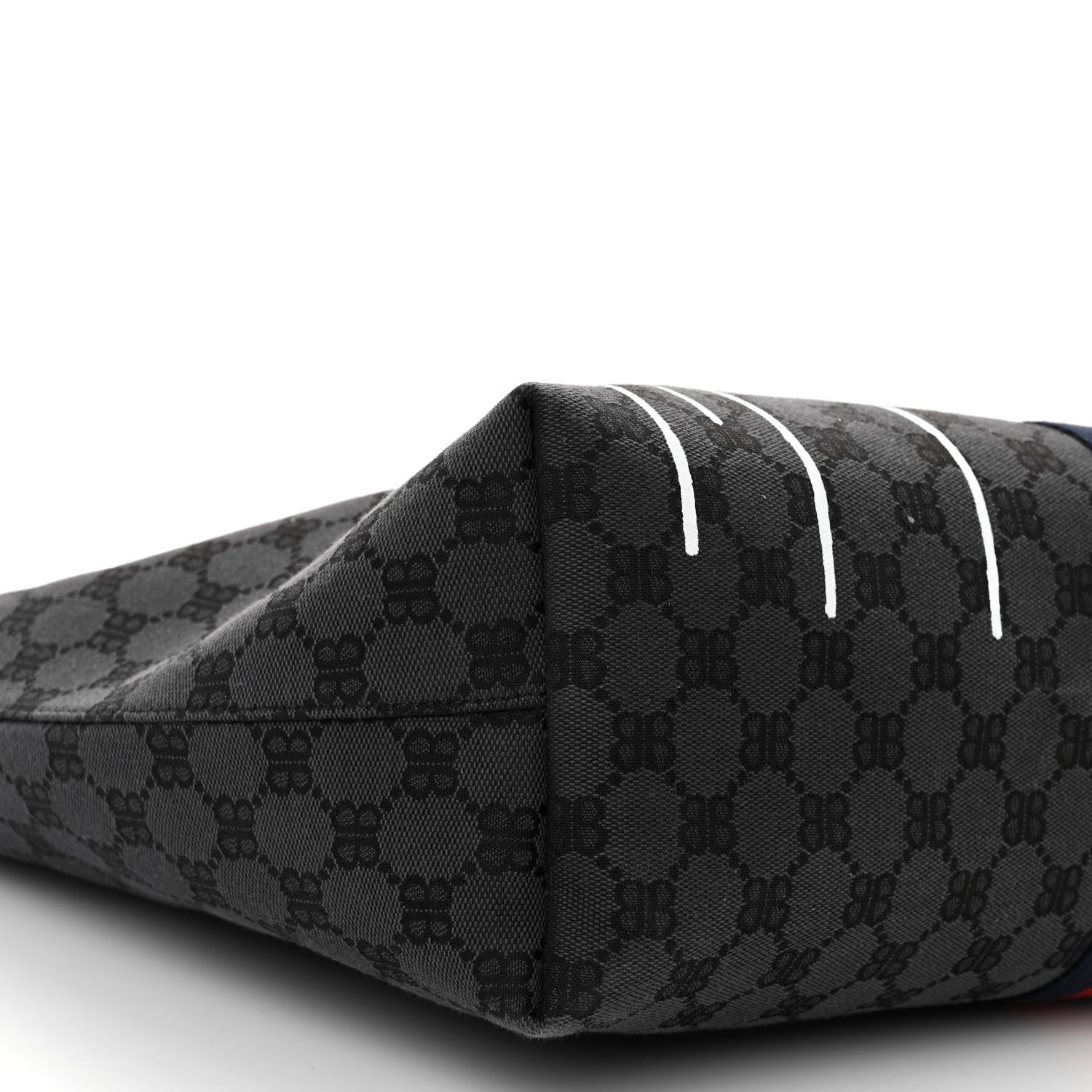 Gucci X BALENCIAGA BB Monogram Web Graffiti Medium Ophidia Shopping Tote Black 8 of 9
