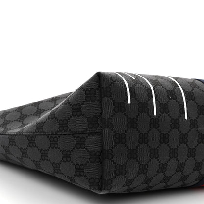 Gucci X BALENCIAGA BB Monogram Web Graffiti Medium Ophidia Shopping Tote Black 8 of 9