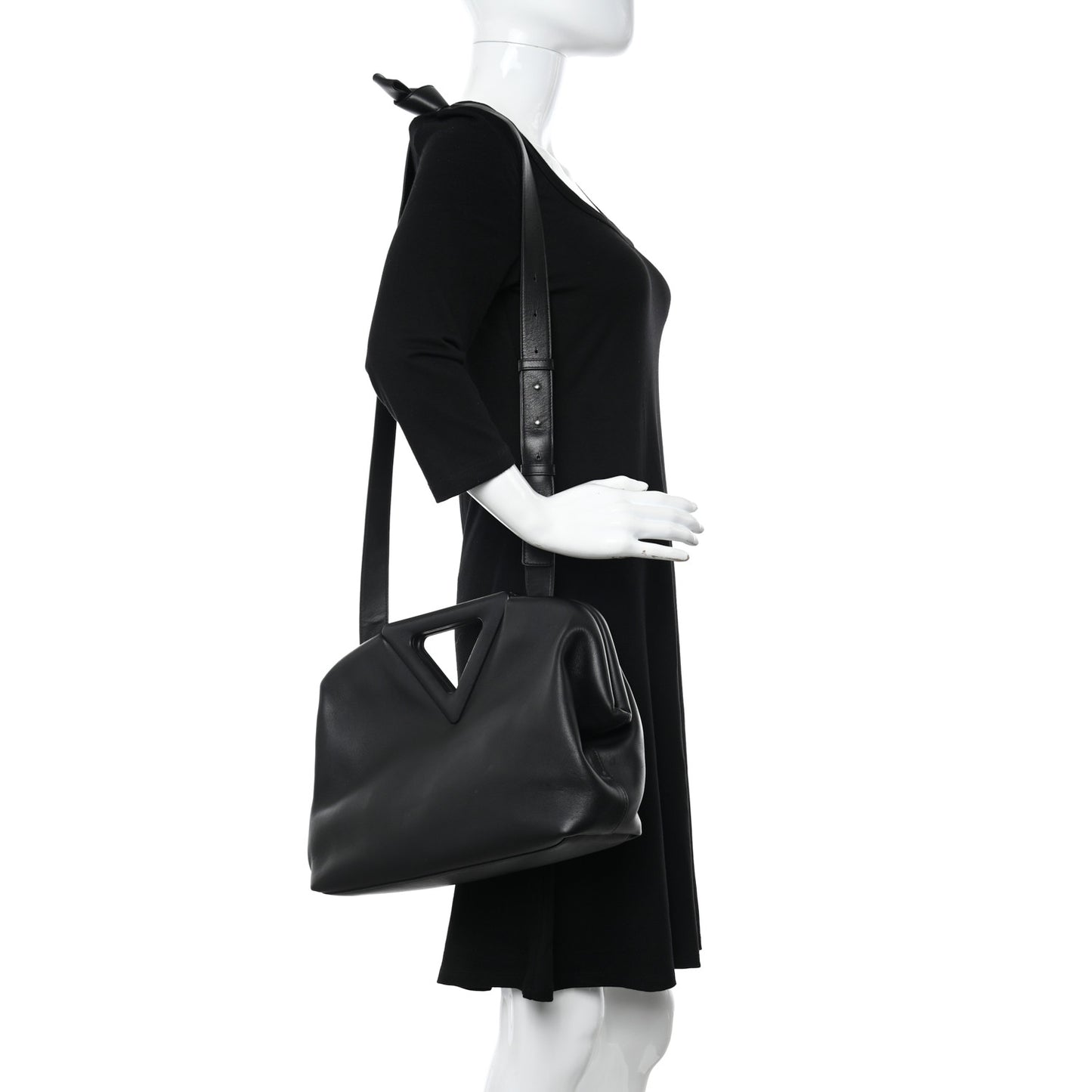 Calfskin Large The Point Triangle Bag Black