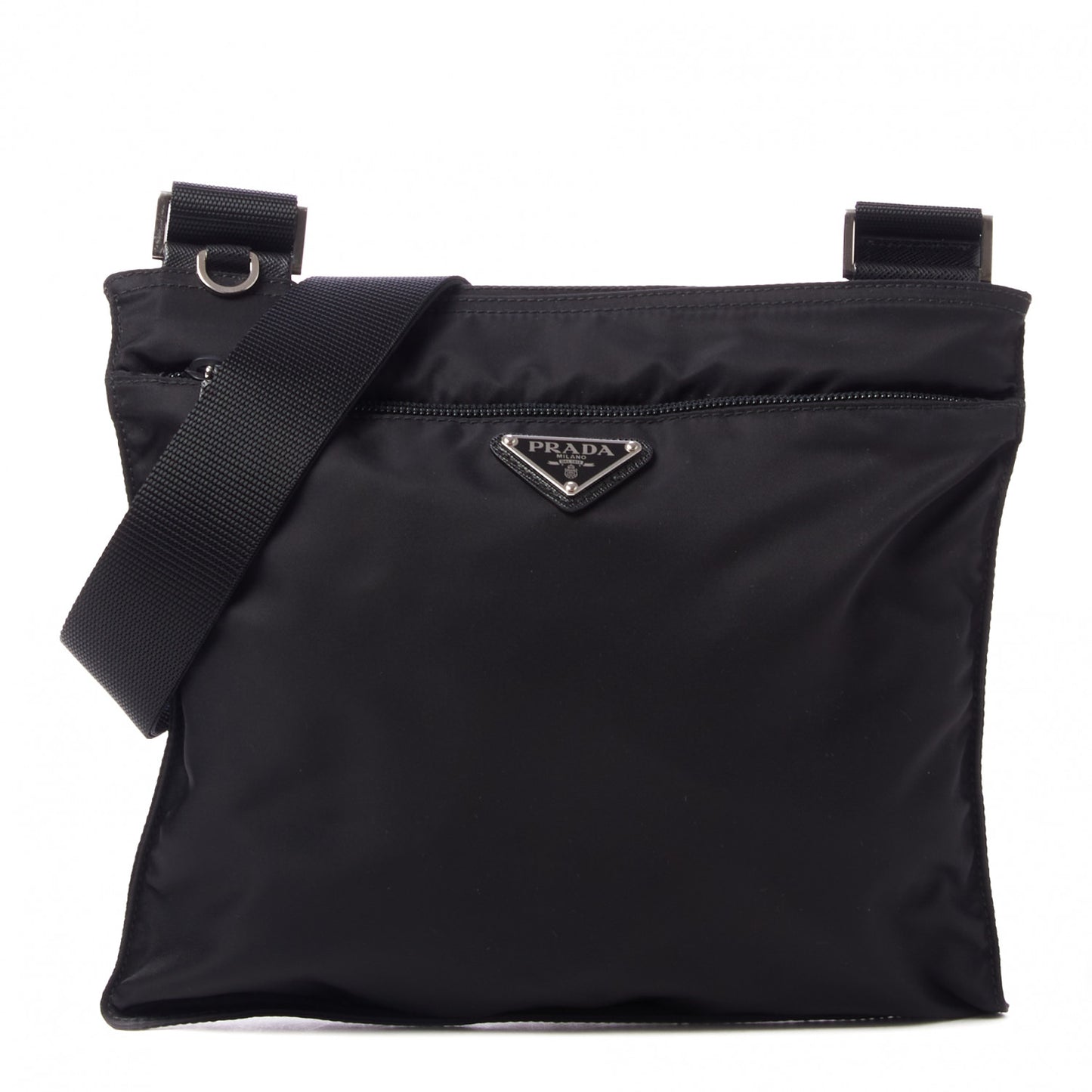 Nylon Vela Flat Messenger Bag Black