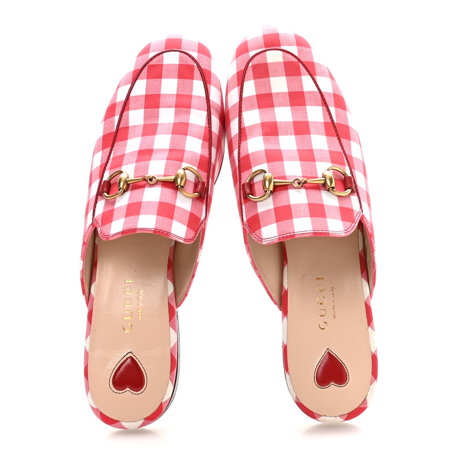 Cotton Gingham Womens Princetown Slippers 35 White Red